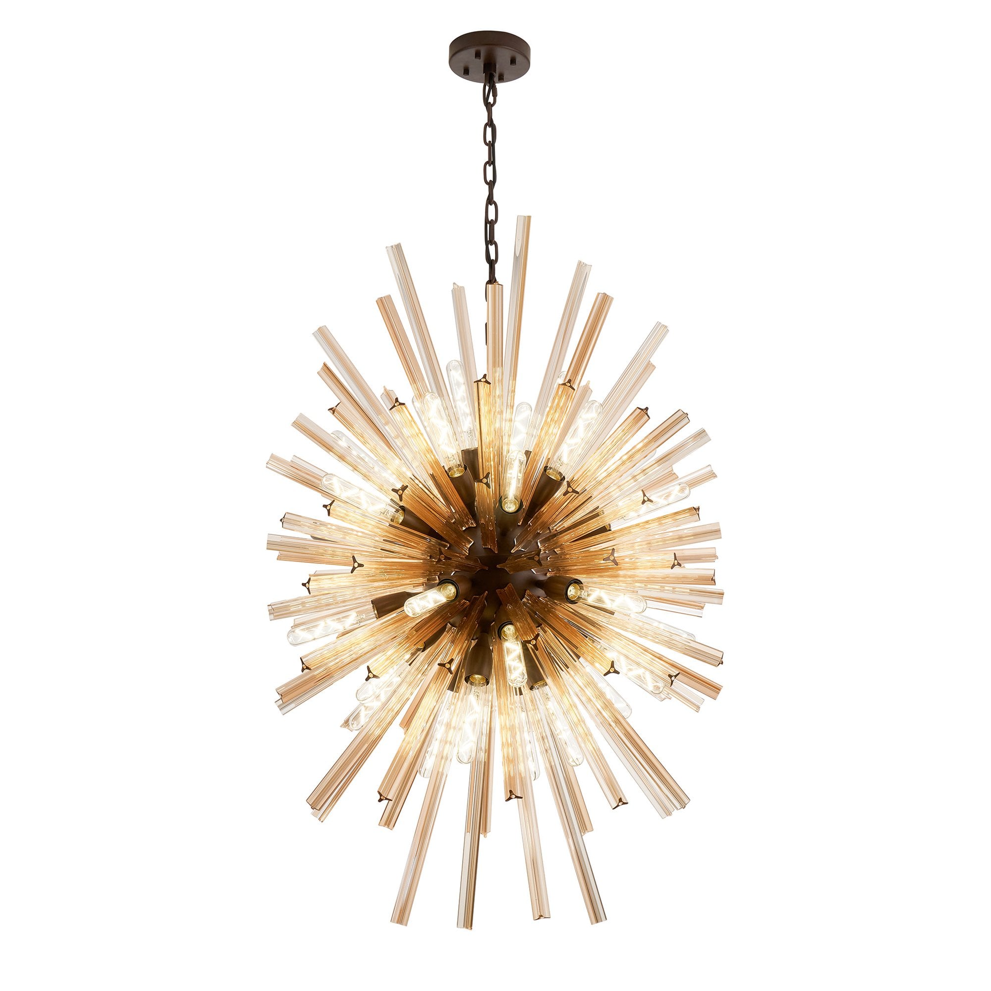 Fabula Wordworth 32 Light Vertical Oval Pendant - Brown Oxide & Champagne Glass