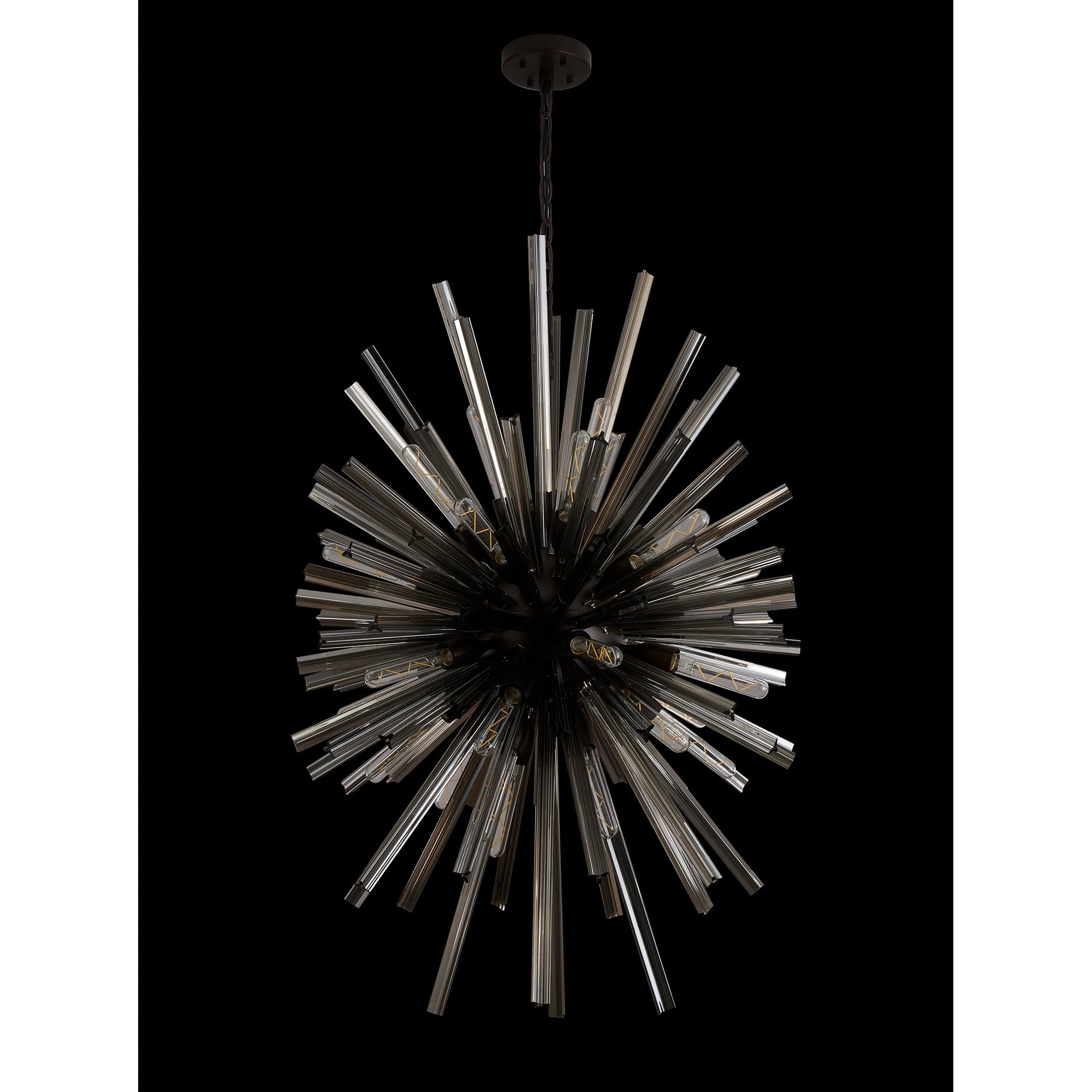 Fabula Wordworth 32 Light Vertical Oval Pendant - Brown Oxide & Smoke Glass