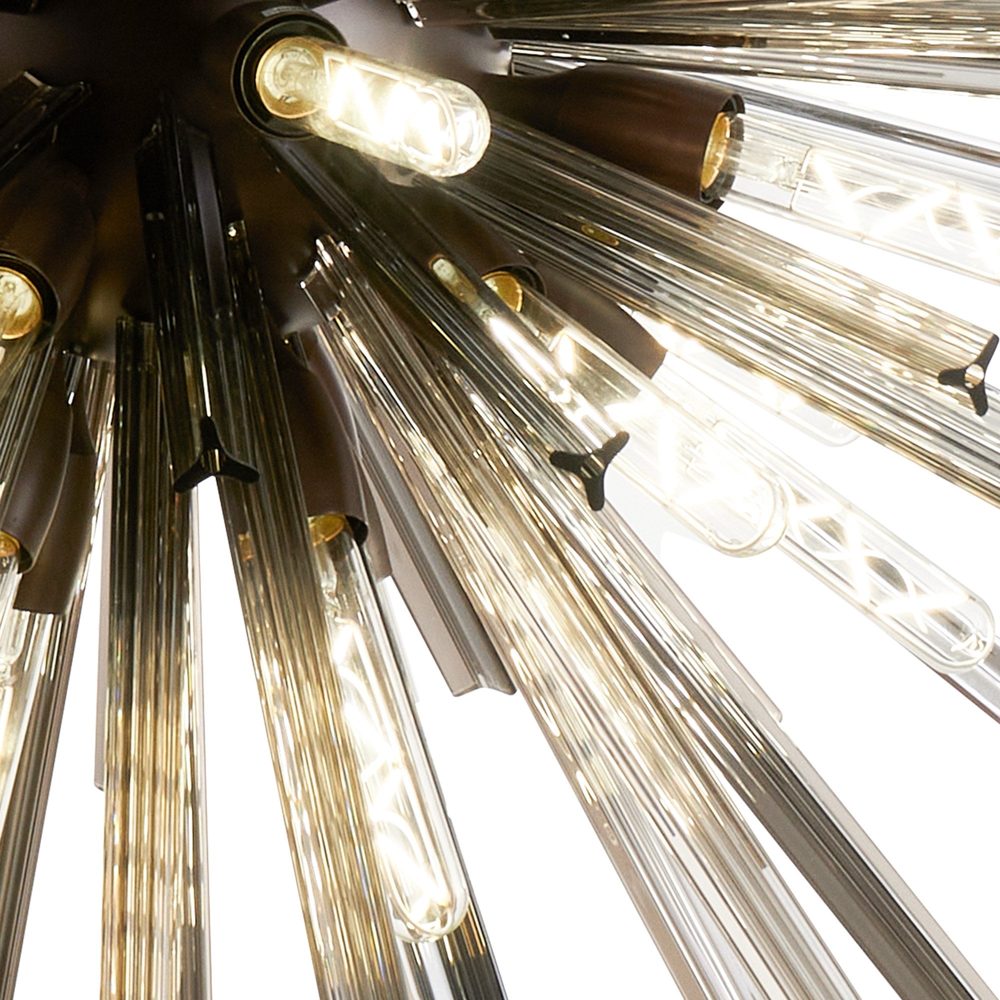 Fabula Wordworth 32 Light Vertical Oval Pendant - Brown Oxide & Smoke Glass