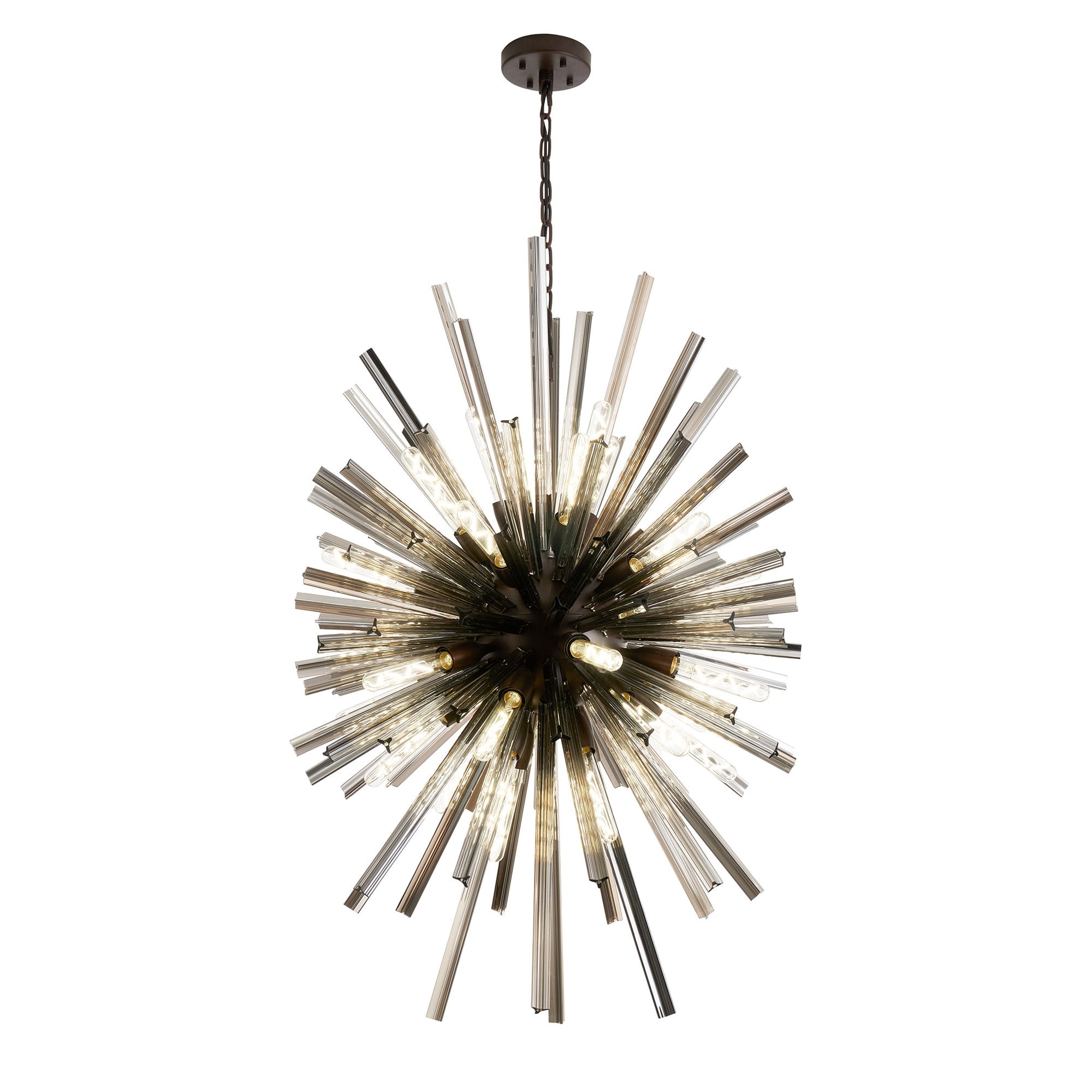 Fabula Wordworth 32 Light Vertical Oval Pendant - Brown Oxide & Smoke Glass