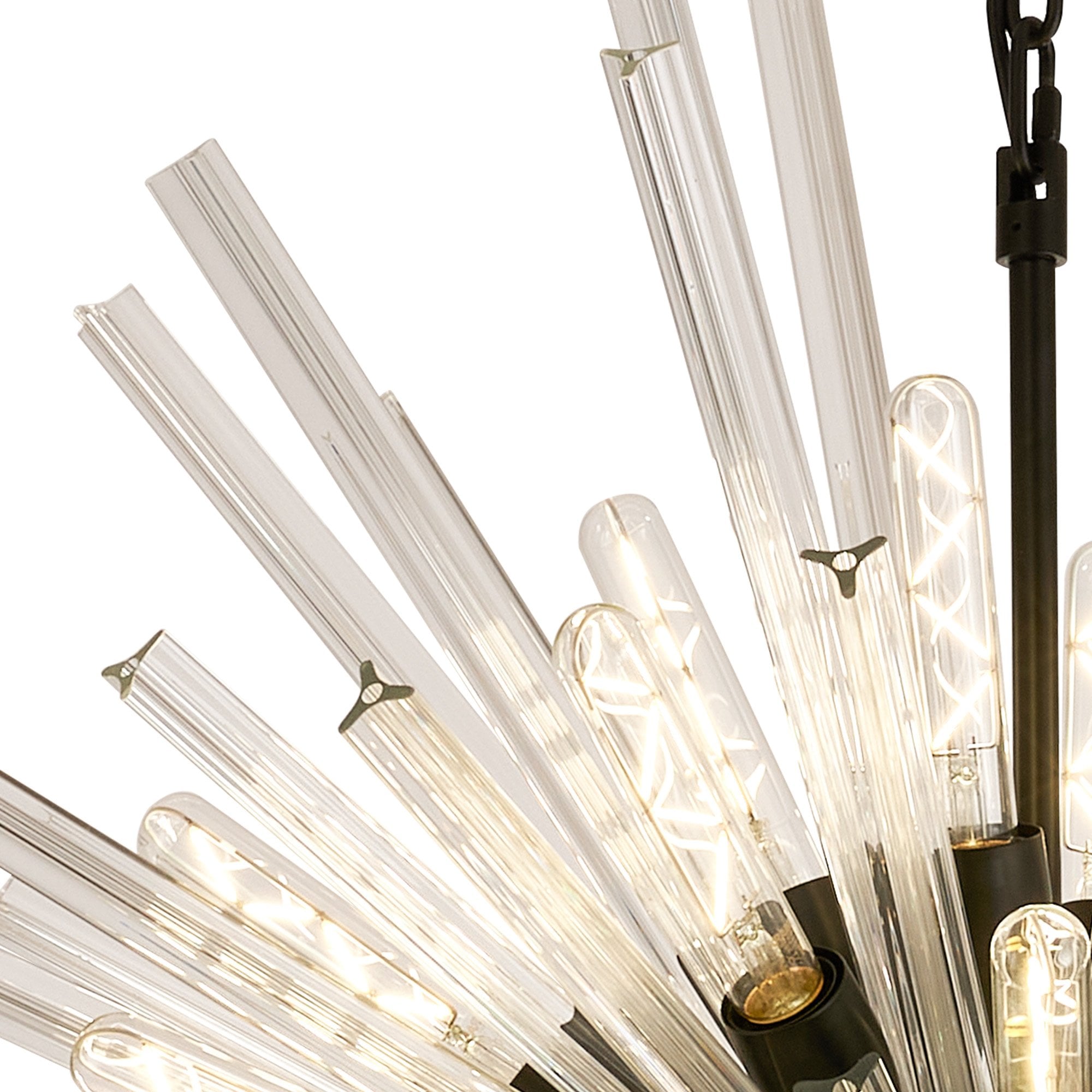 Fabula Wordworth 32 Light Vertical Oval Pendant - Matt Black & Clear Glass