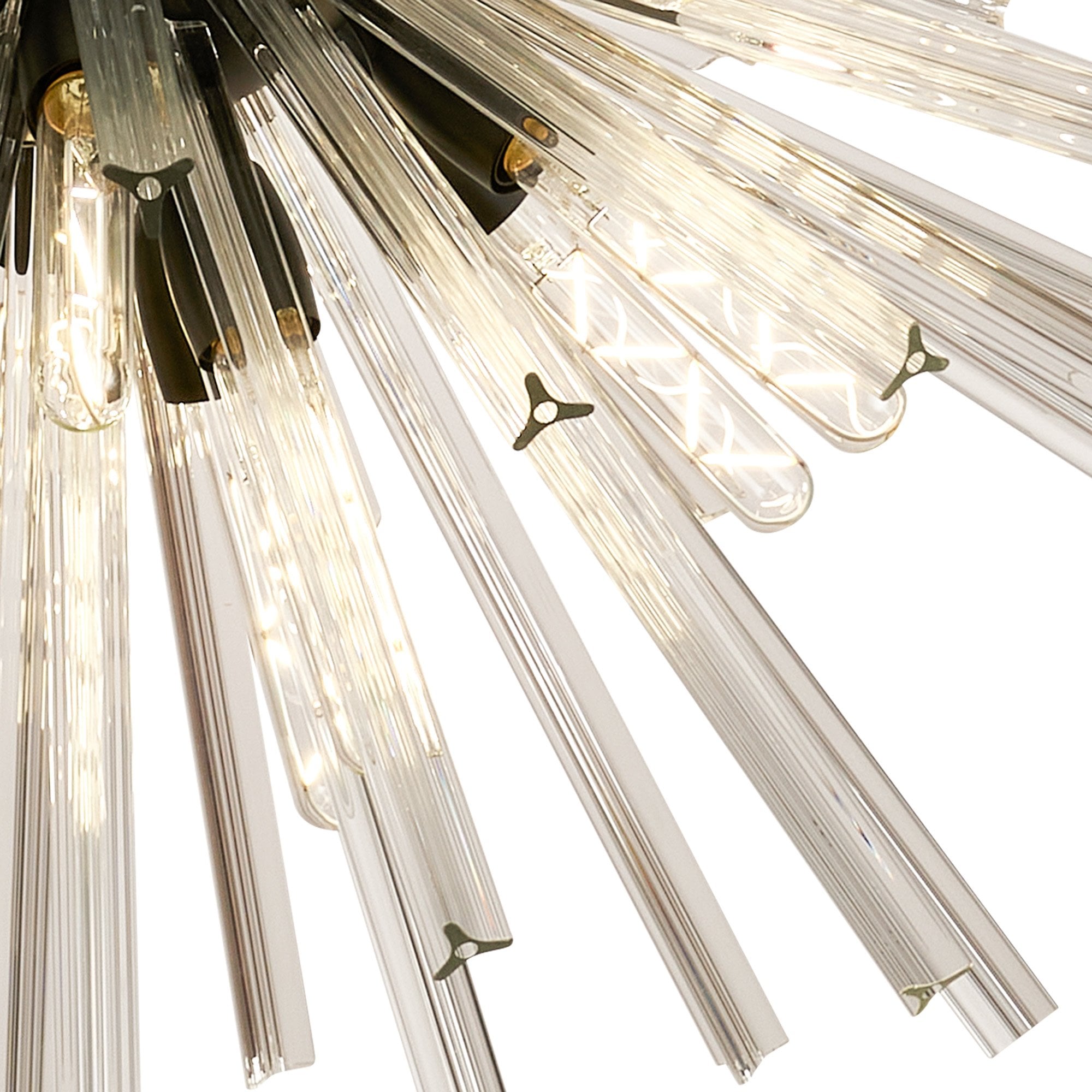 Fabula Wordworth 32 Light Vertical Oval Pendant - Matt Black & Clear Glass