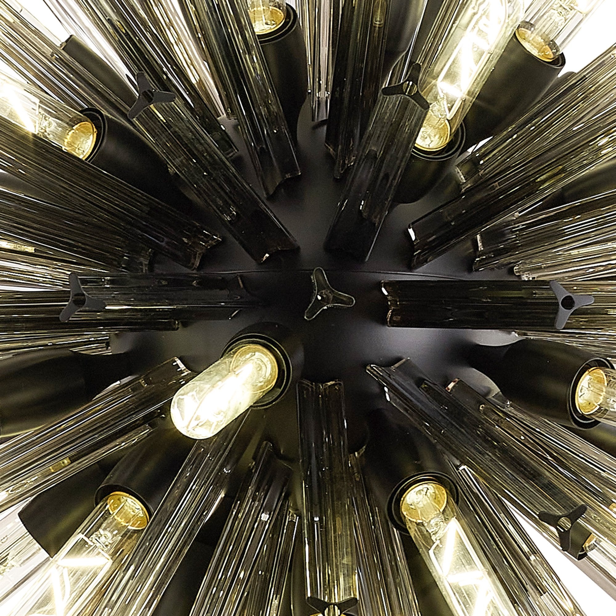 Fabula Wordworth 32 Light Vertical Oval Pendant - Matt Black & Smoke Glass