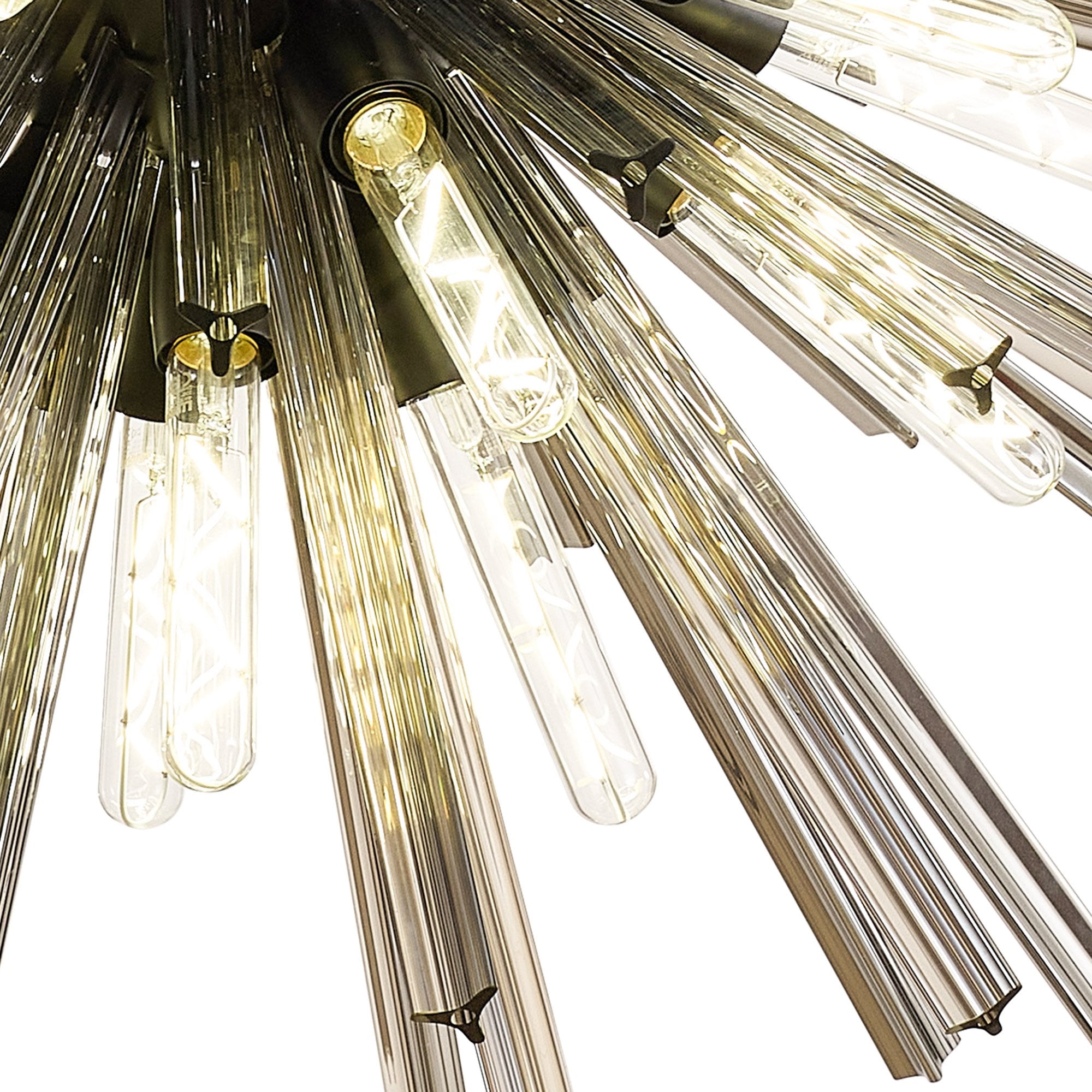 Fabula Wordworth 32 Light Vertical Oval Pendant - Matt Black & Smoke Glass