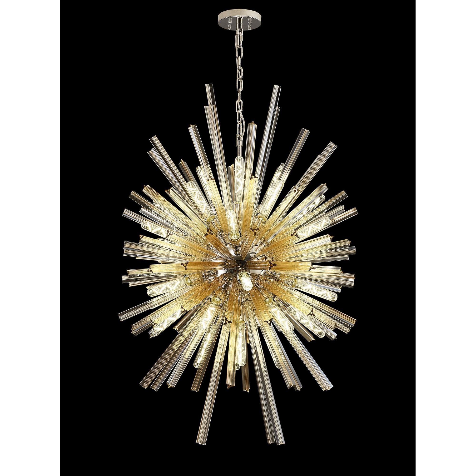 Fabula Wordworth 32 Light Vertical Oval Pendant - Polished Nickel & Champagne Glass