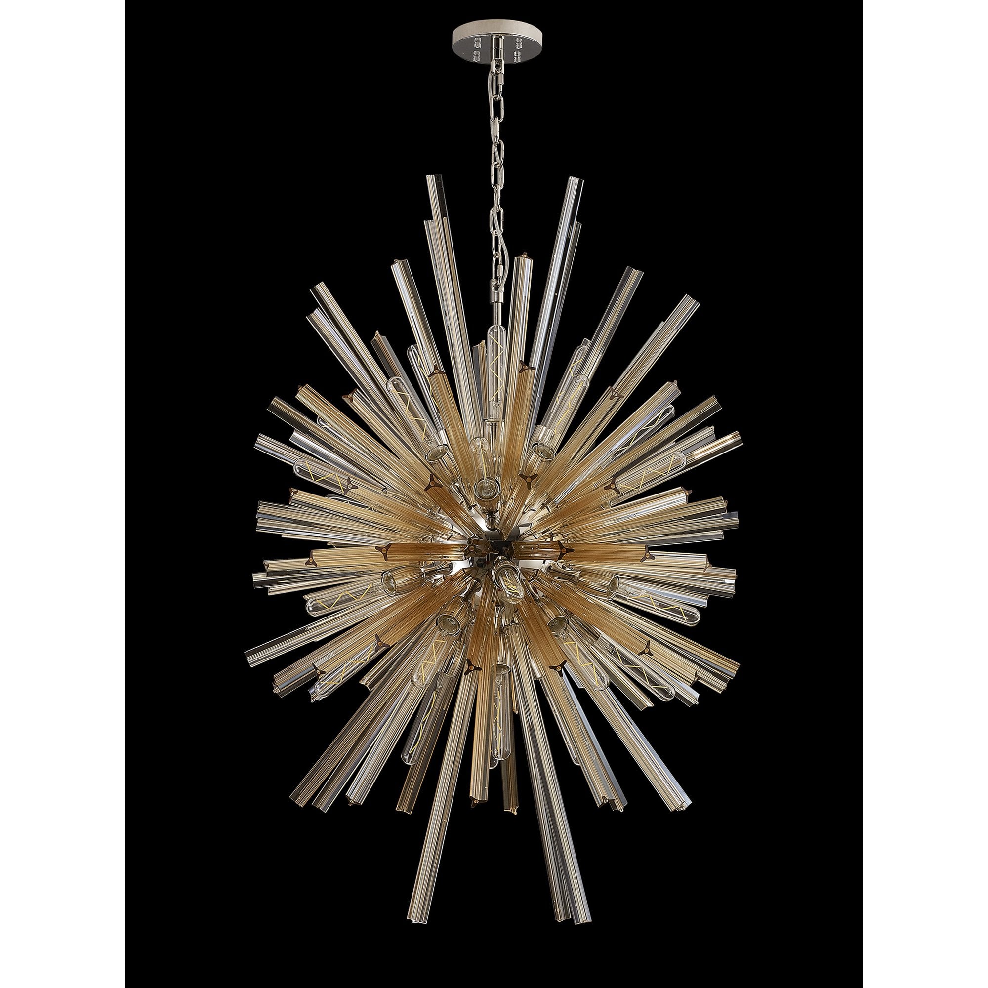 Fabula Wordworth 32 Light Vertical Oval Pendant - Polished Nickel & Champagne Glass