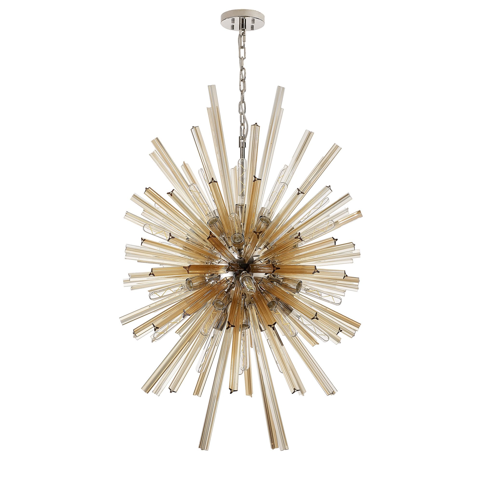 Fabula Wordworth 32 Light Vertical Oval Pendant - Polished Nickel & Champagne Glass