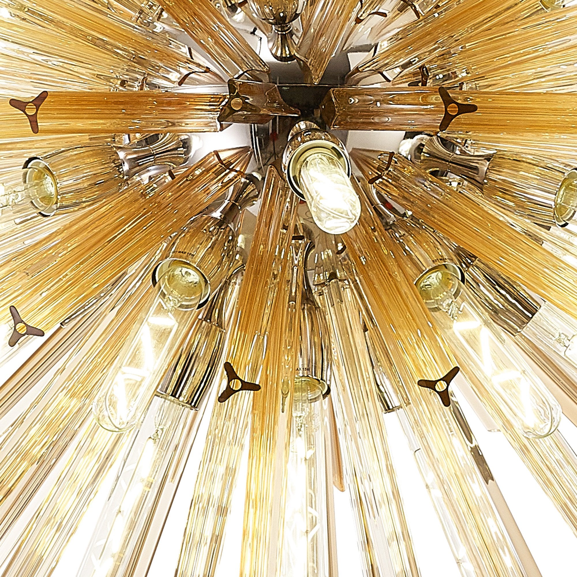 Fabula Wordworth 32 Light Vertical Oval Pendant - Polished Nickel & Champagne Glass