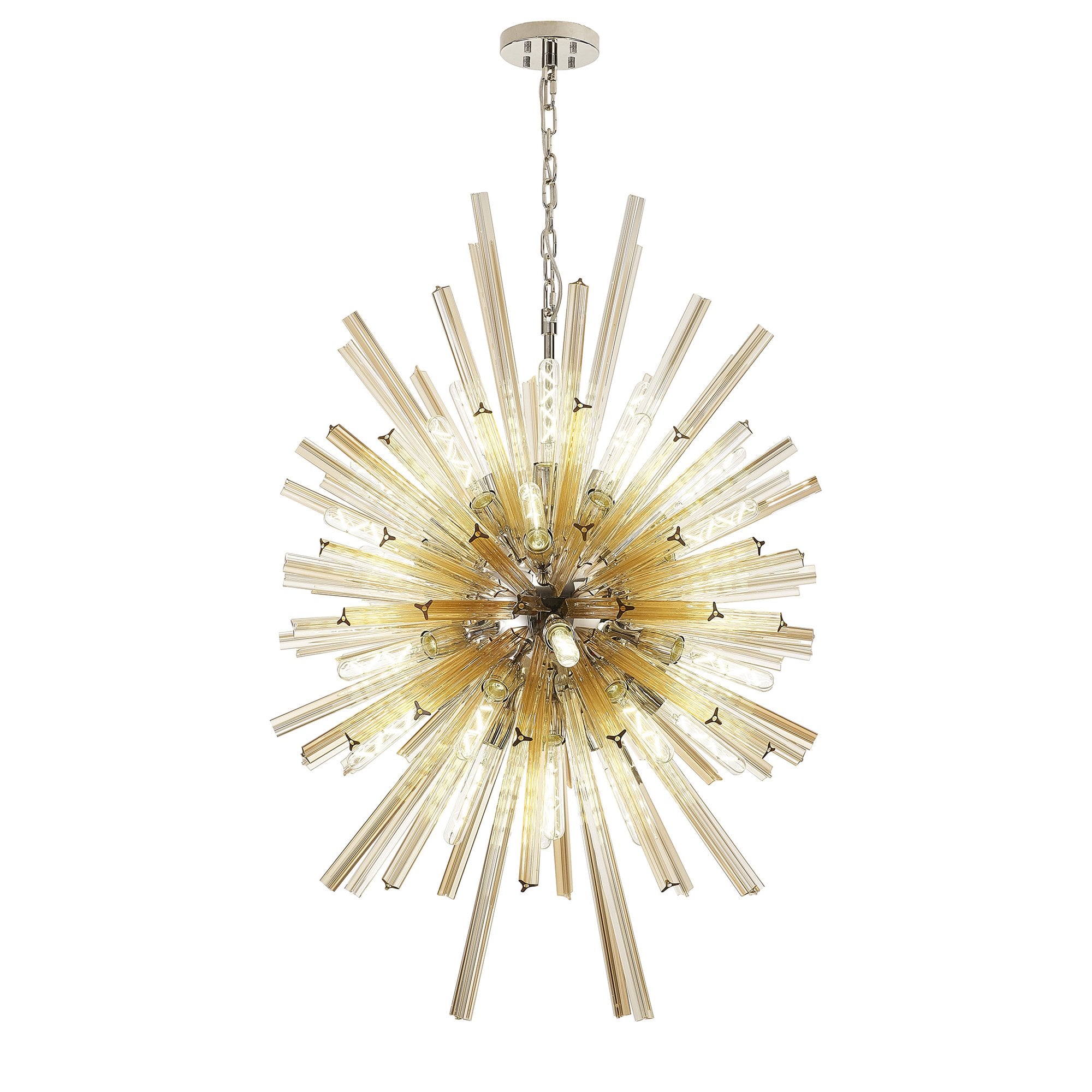 Fabula Wordworth 32 Light Vertical Oval Pendant - Polished Nickel & Champagne Glass