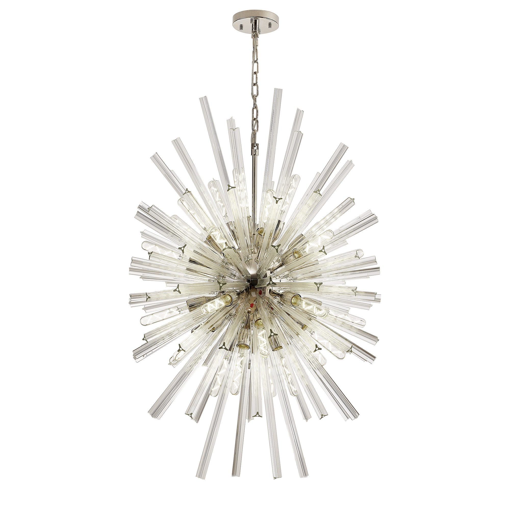 Fabula Wordworth 32 Light Vertical Oval Pendant - Polished Nickel & Clear Glass