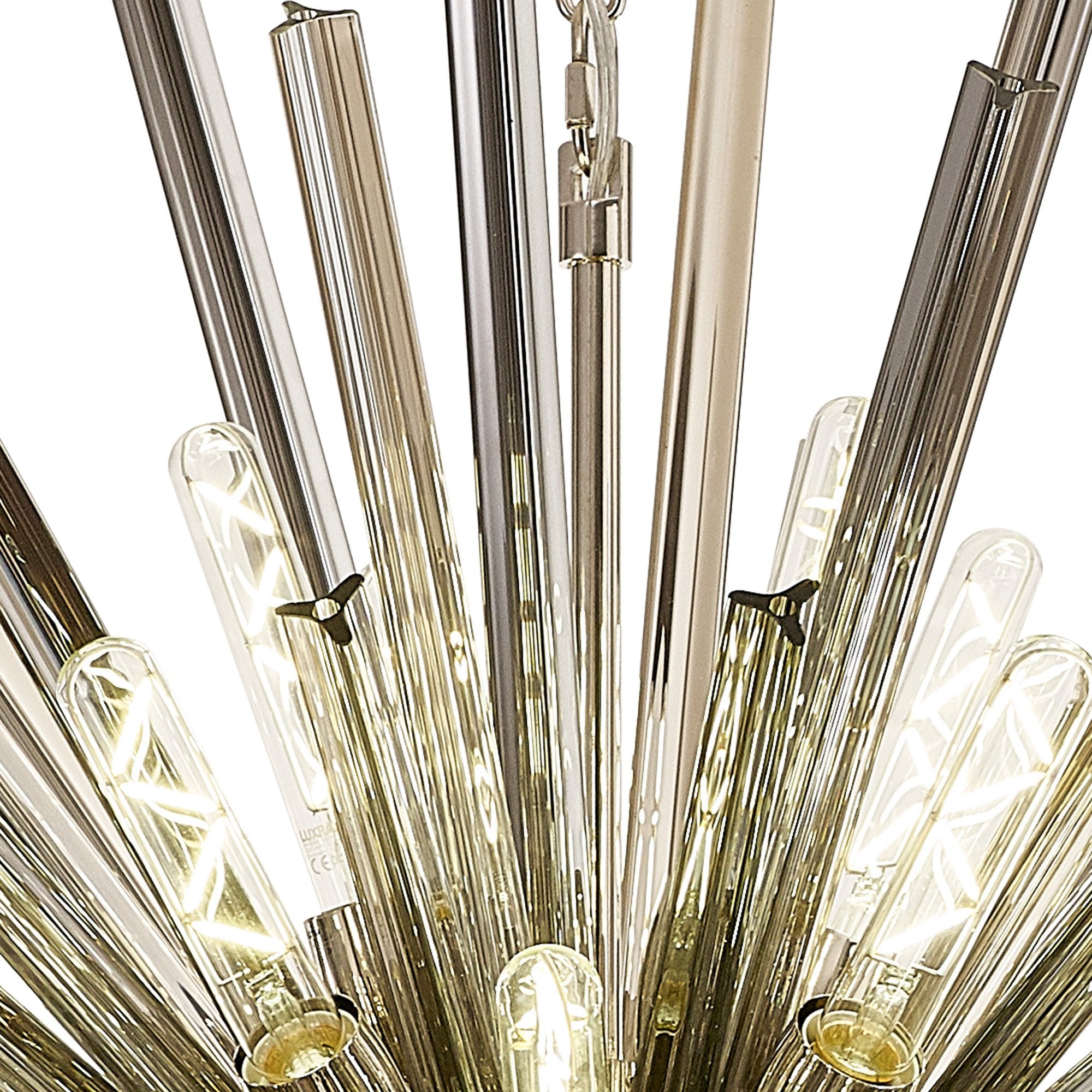 Fabula Wordworth 32 Light Vertical Oval Pendant - Polished Nickel & Smoke Glass