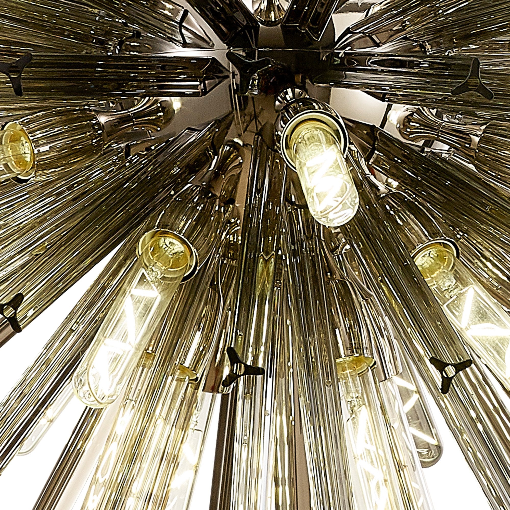 Fabula Wordworth 32 Light Vertical Oval Pendant - Polished Nickel & Smoke Glass