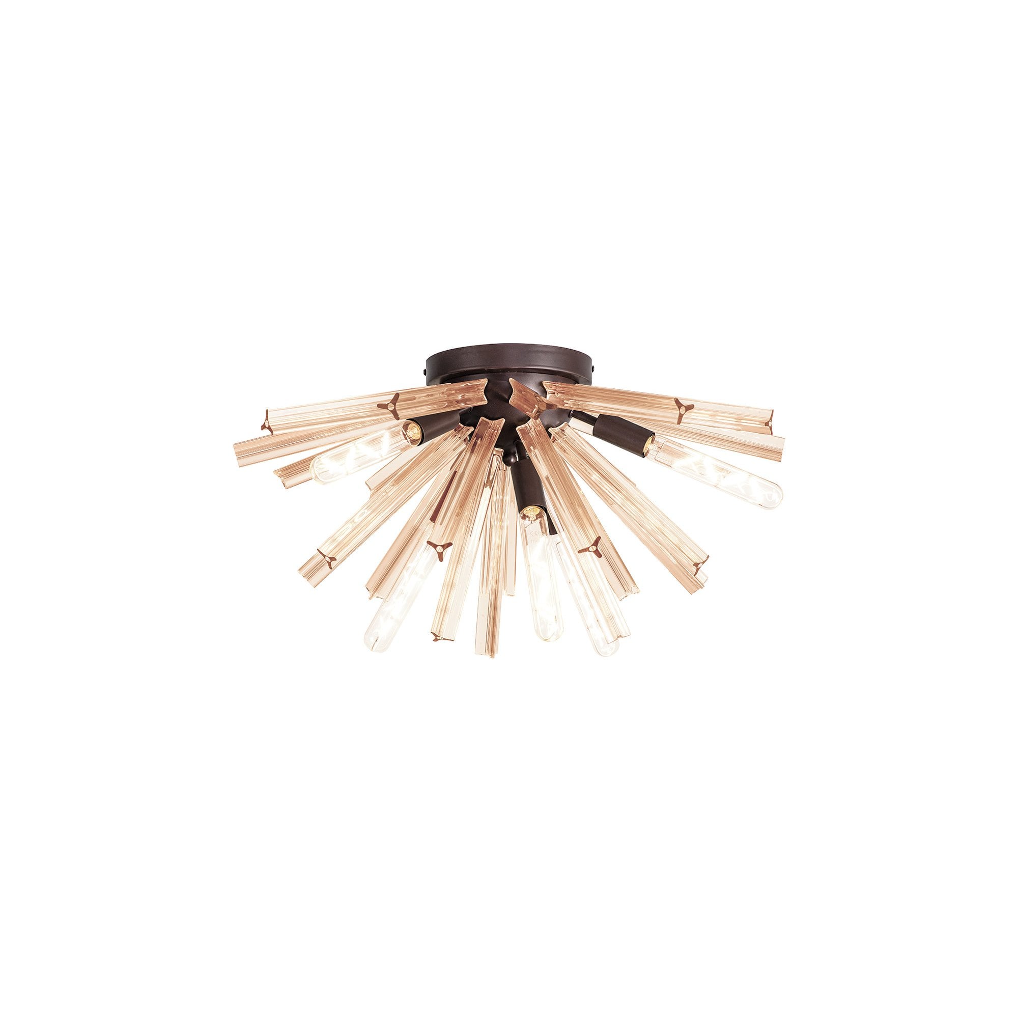 Fabula Wordworth 6 Light Semi-Flush Light - Brown Oxide & Champagne Gold Glass