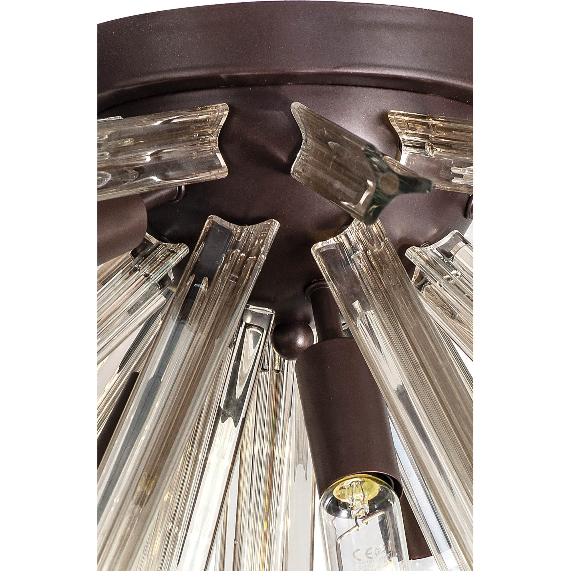 Fabula Wordworth 6 Light Semi-Flush Light - Brown Oxide & Clear Glass