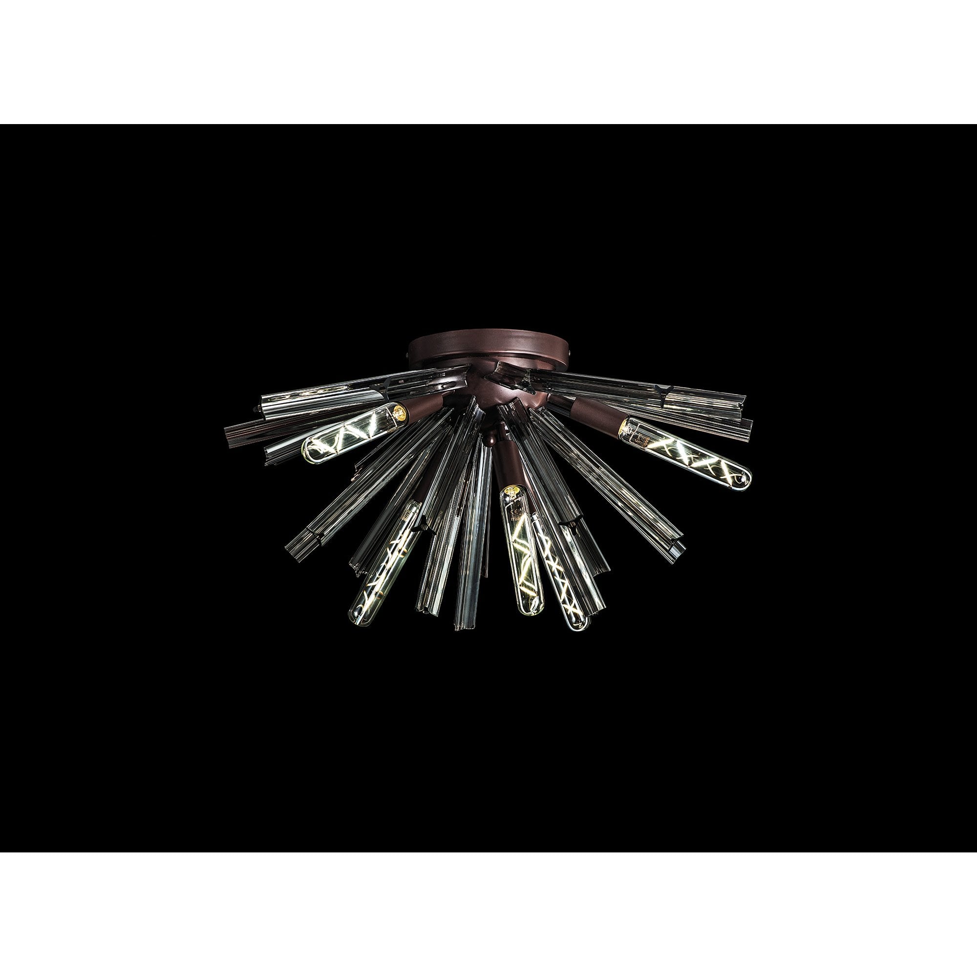 Fabula Wordworth 6 Light Semi-Flush Light - Brown Oxide & Smoke Glass