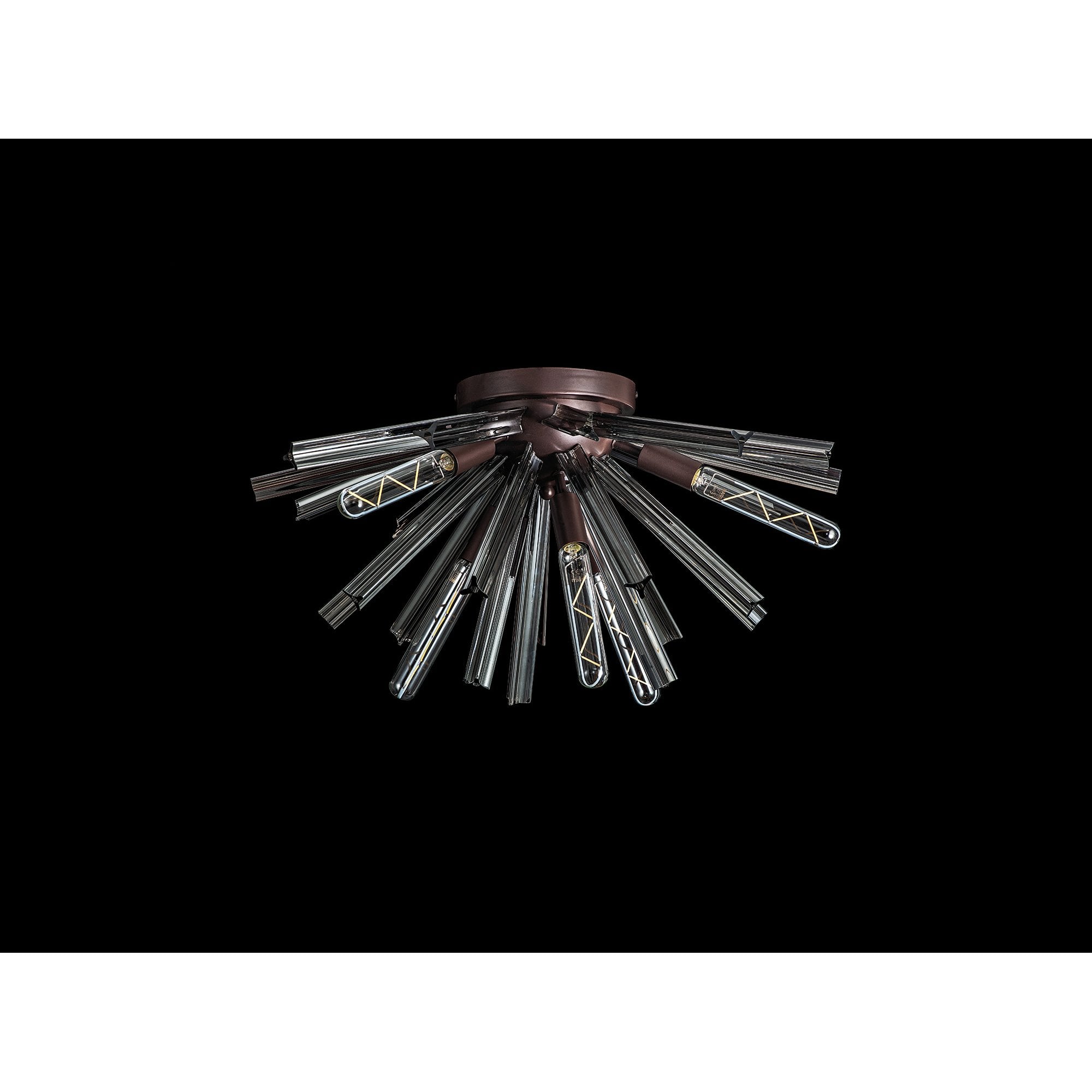 Fabula Wordworth 6 Light Semi-Flush Light - Brown Oxide & Smoke Glass