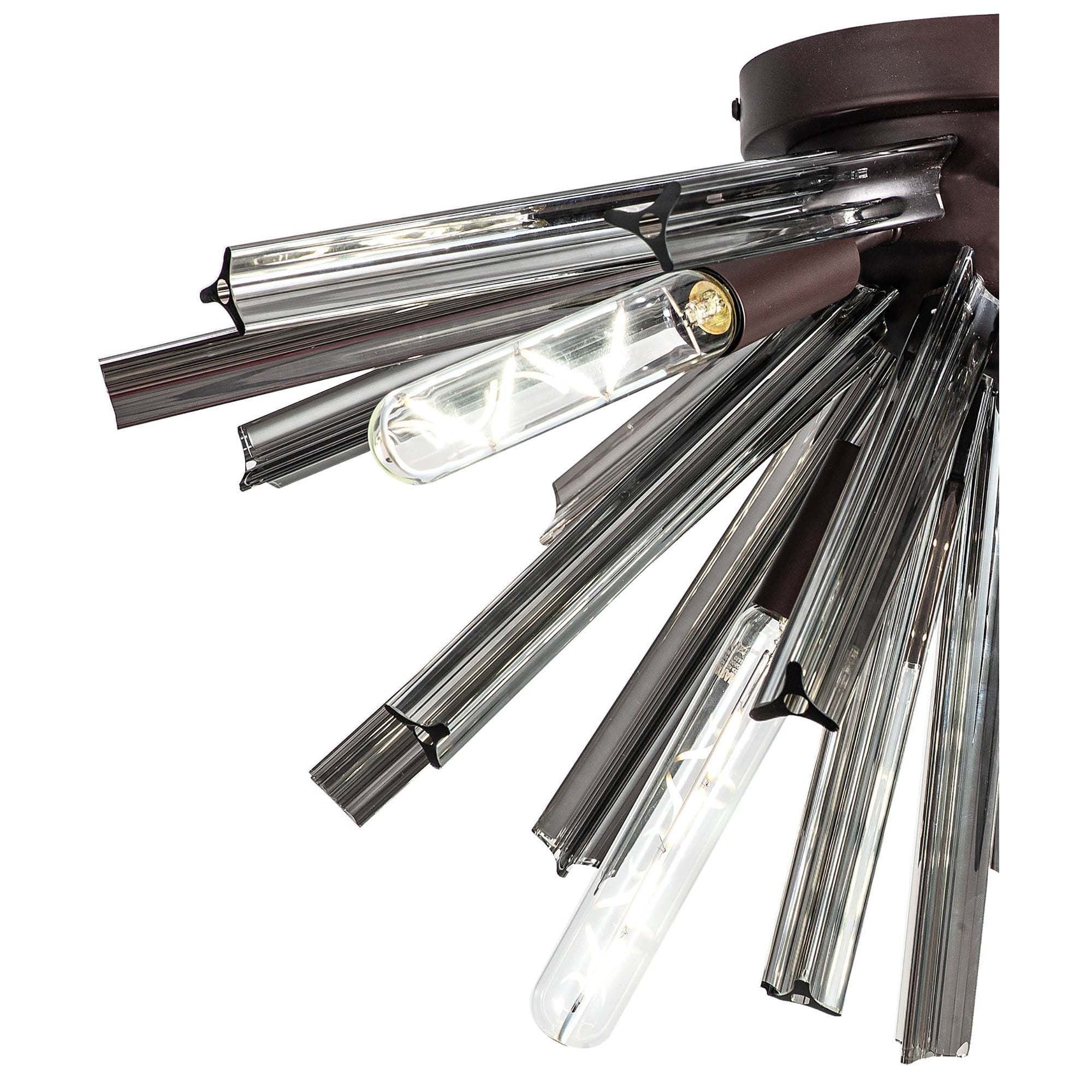 Fabula Wordworth 6 Light Semi-Flush Light - Brown Oxide & Smoke Glass