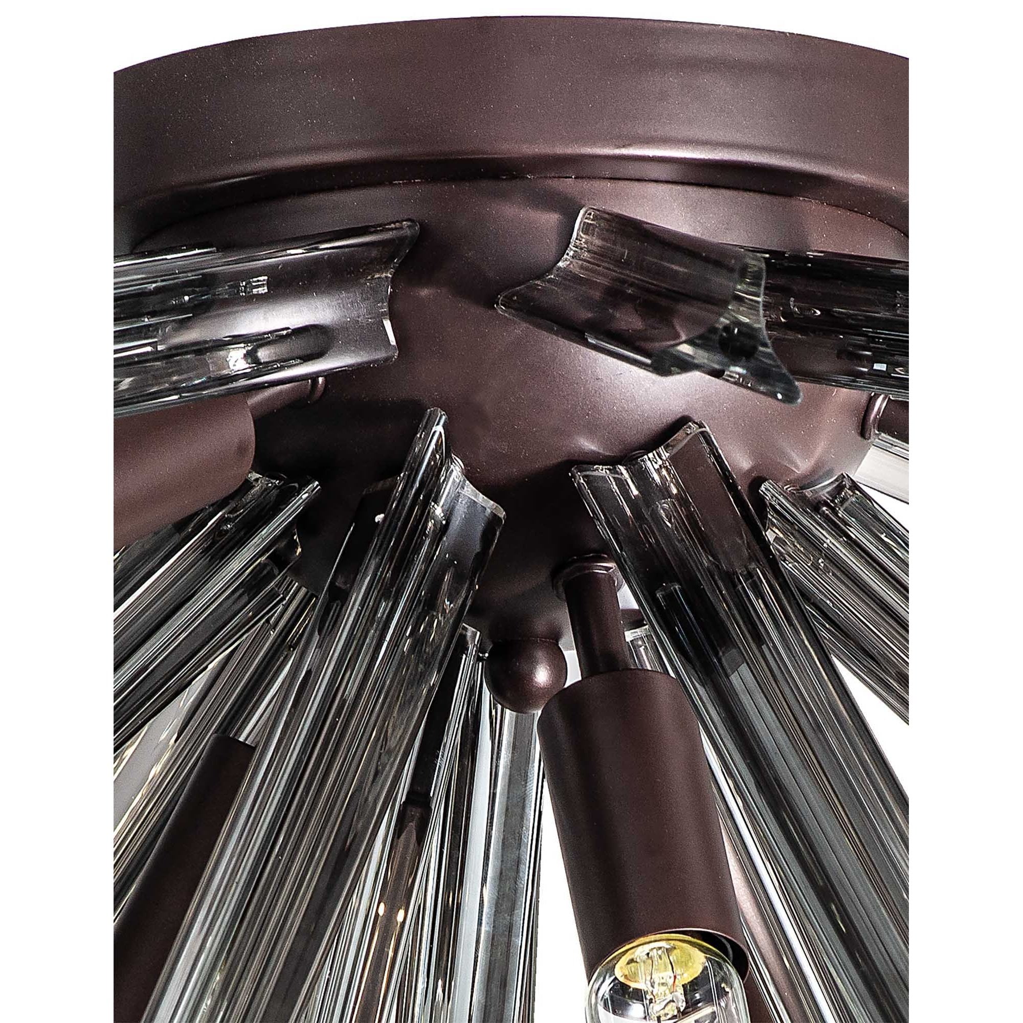 Fabula Wordworth 6 Light Semi-Flush Light - Brown Oxide & Smoke Glass