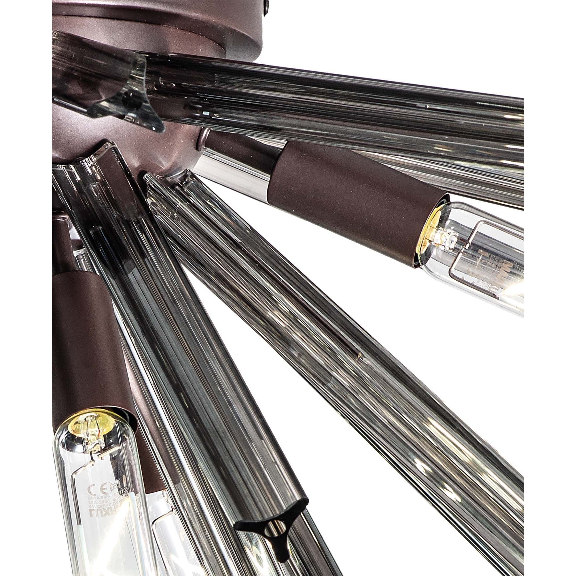 Fabula Wordworth 6 Light Semi-Flush Light - Brown Oxide & Smoke Glass