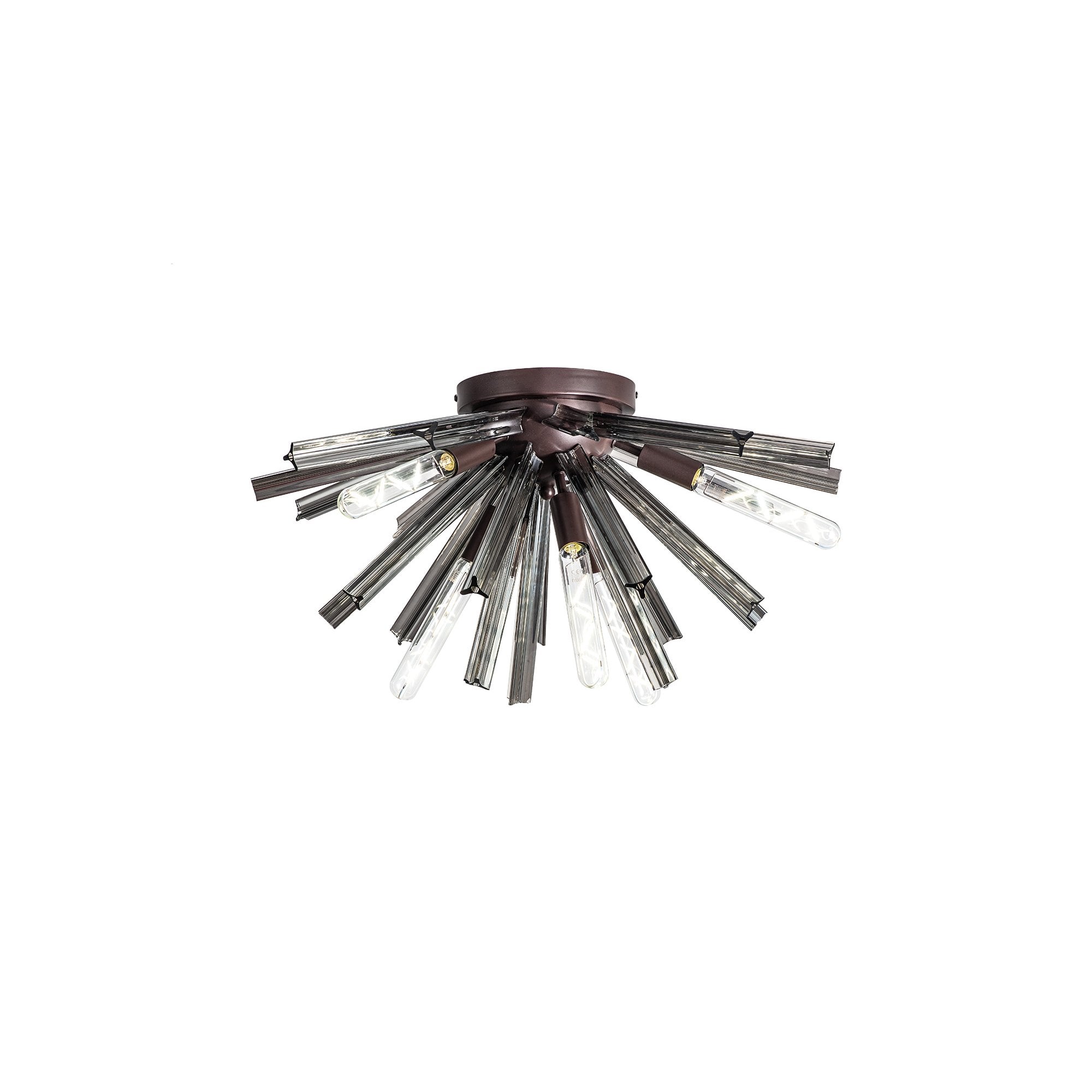 Fabula Wordworth 6 Light Semi-Flush Light - Brown Oxide & Smoke Glass