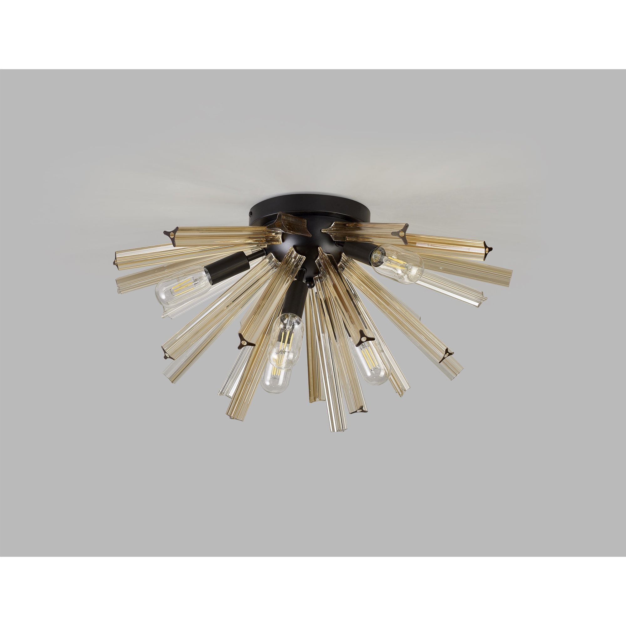 Fabula Wordworth 6 Light Semi-Flush Light - Matt Black & Champagne Gold Glass