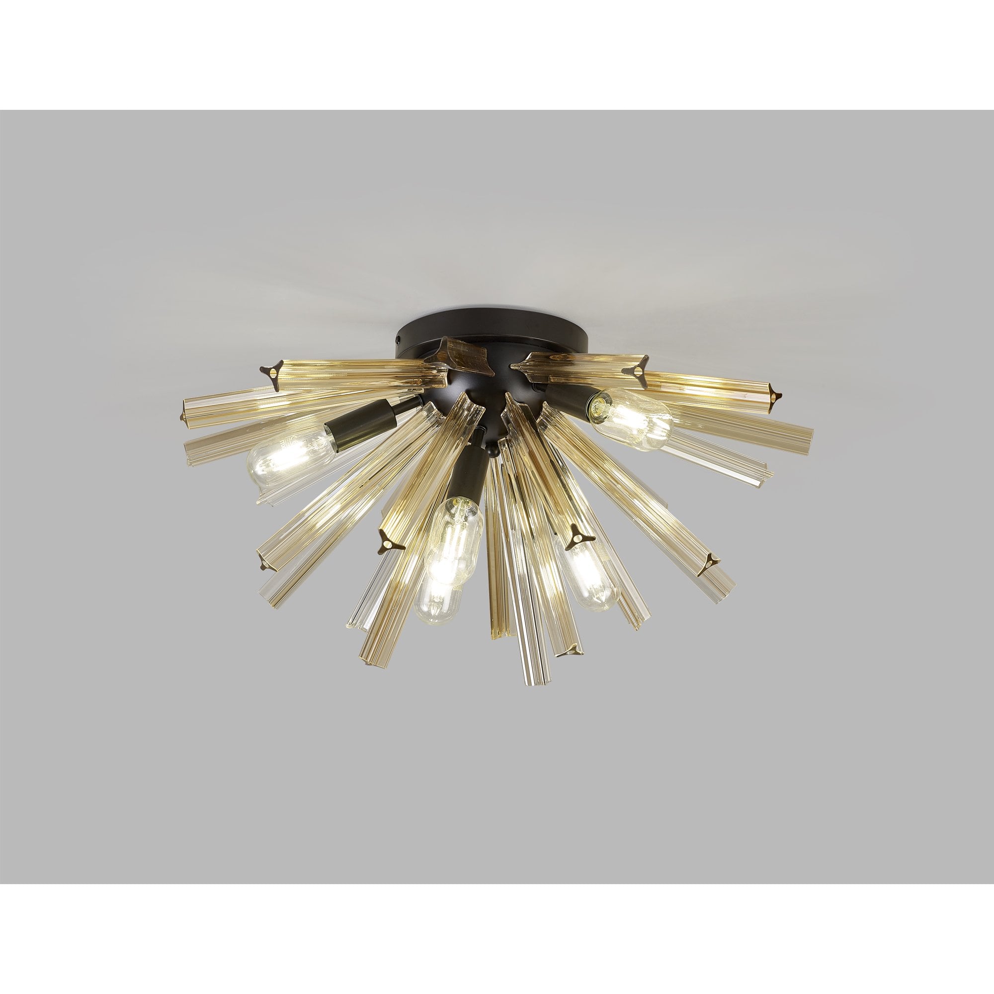 Fabula Wordworth 6 Light Semi-Flush Light - Matt Black & Champagne Gold Glass