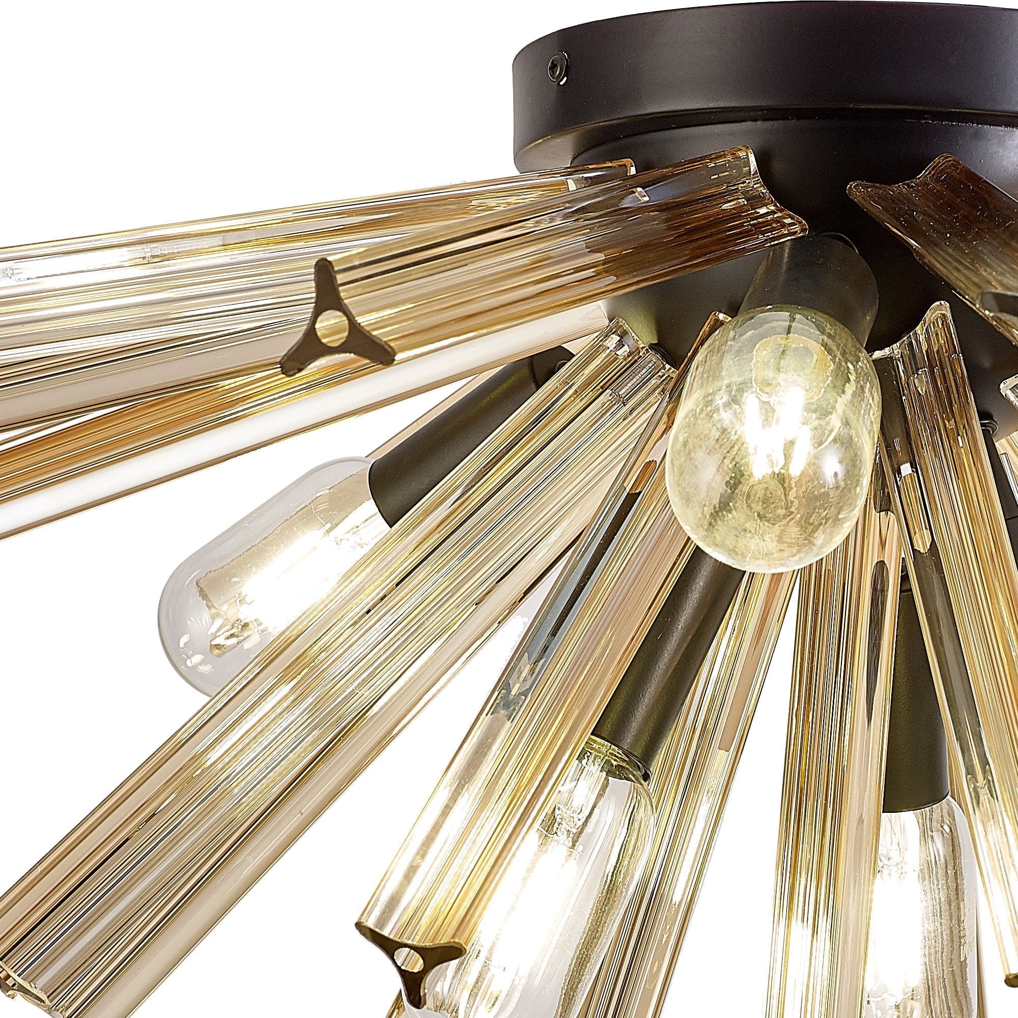 Fabula Wordworth 6 Light Semi-Flush Light - Matt Black & Champagne Gold Glass