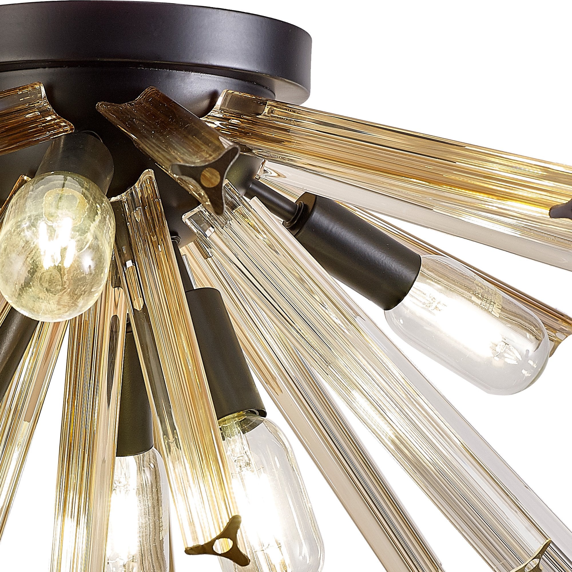 Fabula Wordworth 6 Light Semi-Flush Light - Matt Black & Champagne Gold Glass