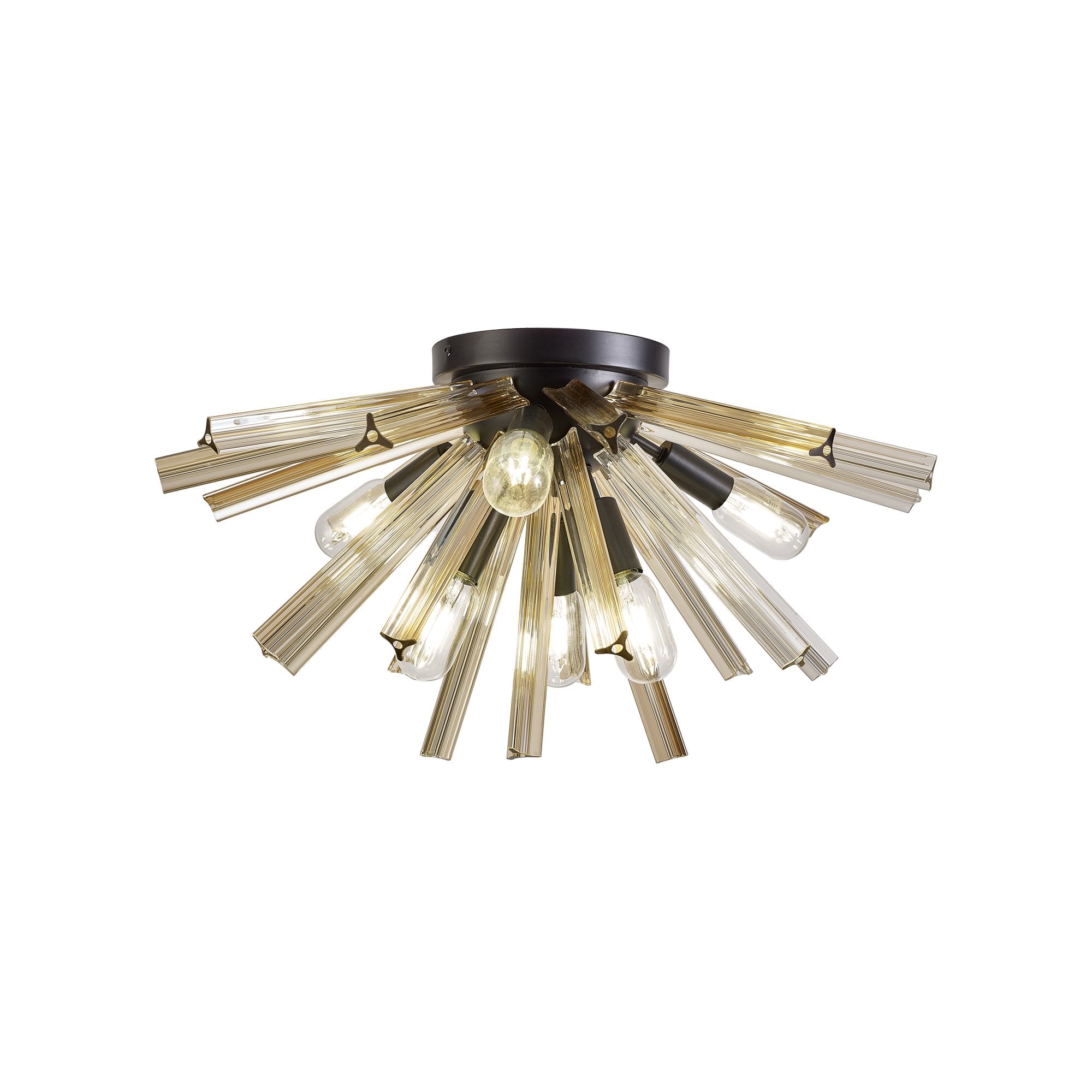 Fabula Wordworth 6 Light Semi-Flush Light - Matt Black & Champagne Gold Glass