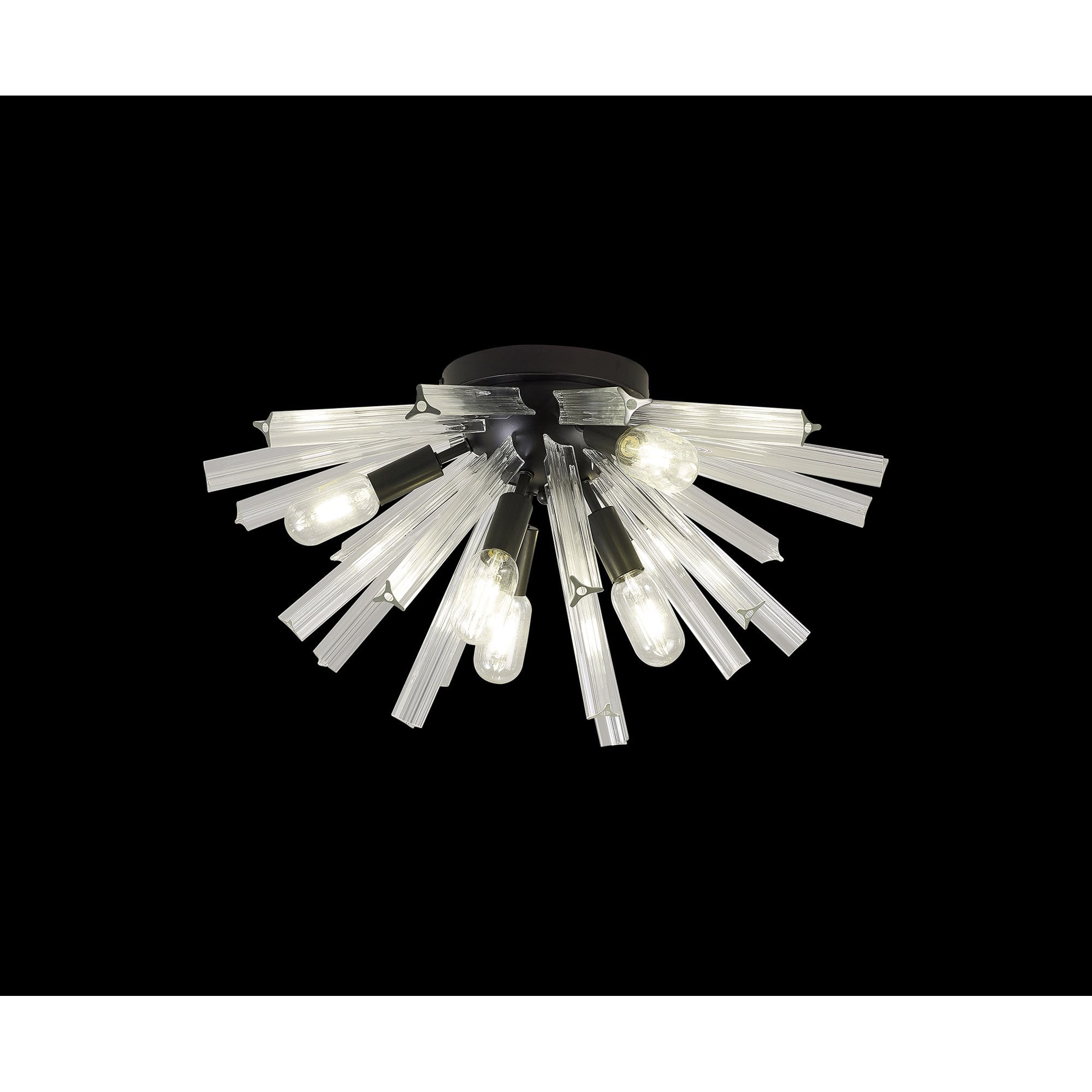 Fabula Wordworth 6 Light Semi-Flush Light - Matt Black & Clear Glass