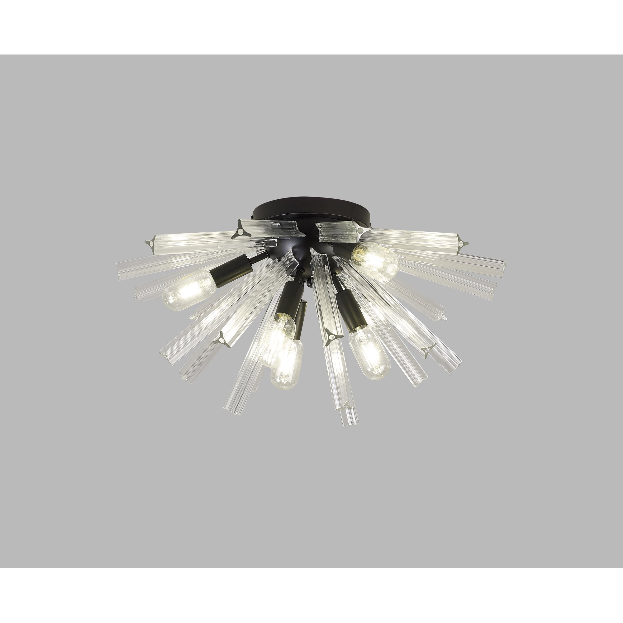 Fabula Wordworth 6 Light Semi-Flush Light - Matt Black & Clear Glass