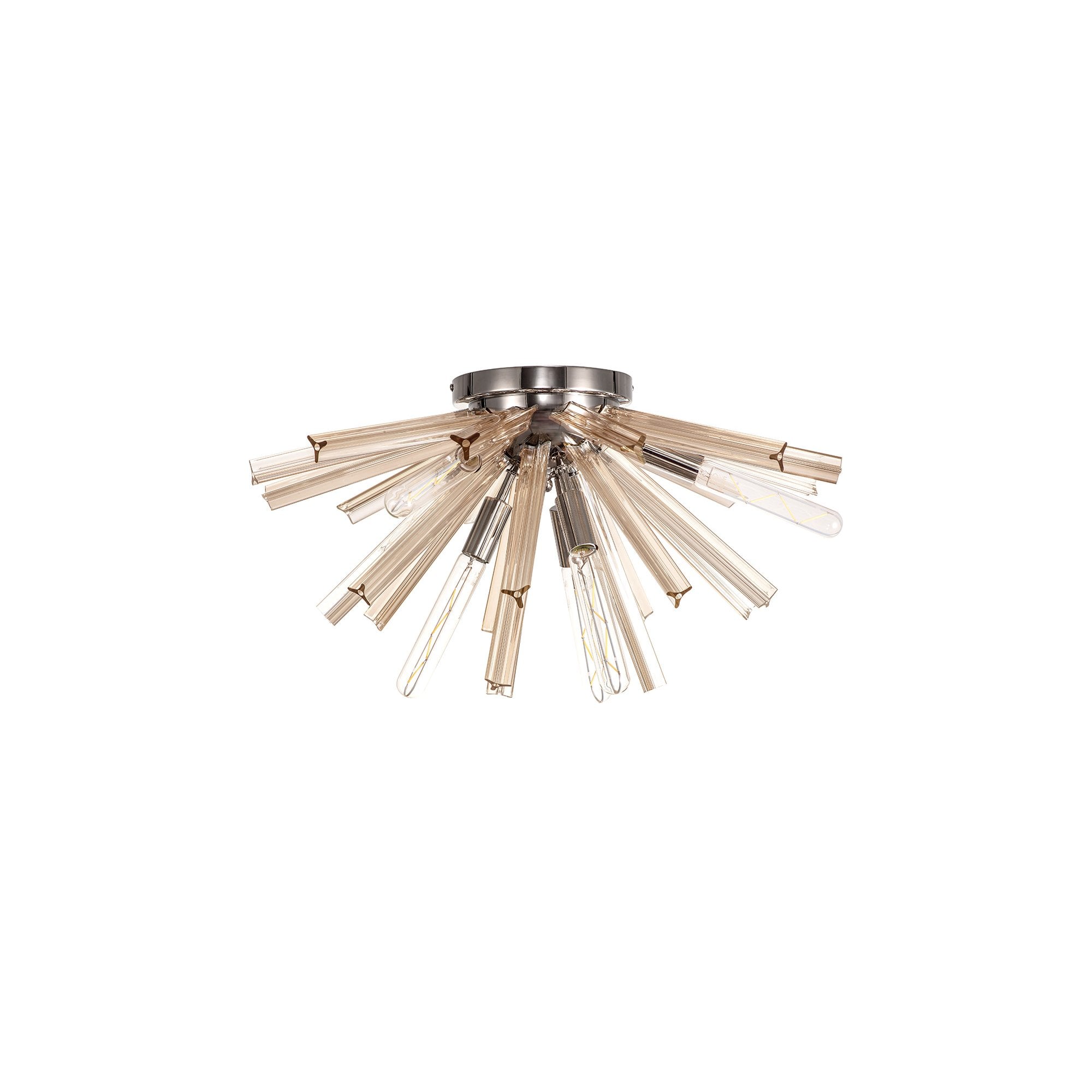 Fabula Wordworth 6 Light Semi-Flush Light - Polished Nickel & Champagne Gold Glass