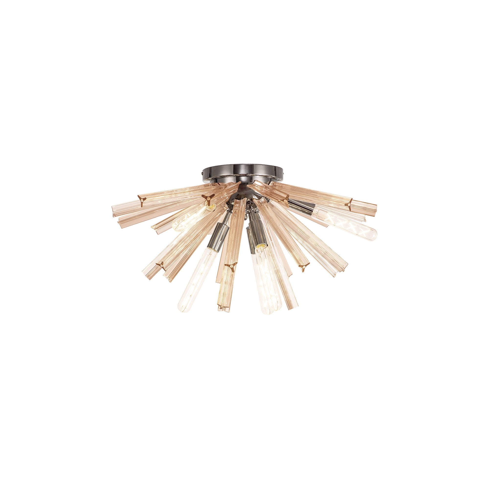 Fabula Wordworth 6 Light Semi-Flush Light - Polished Nickel & Champagne Gold Glass