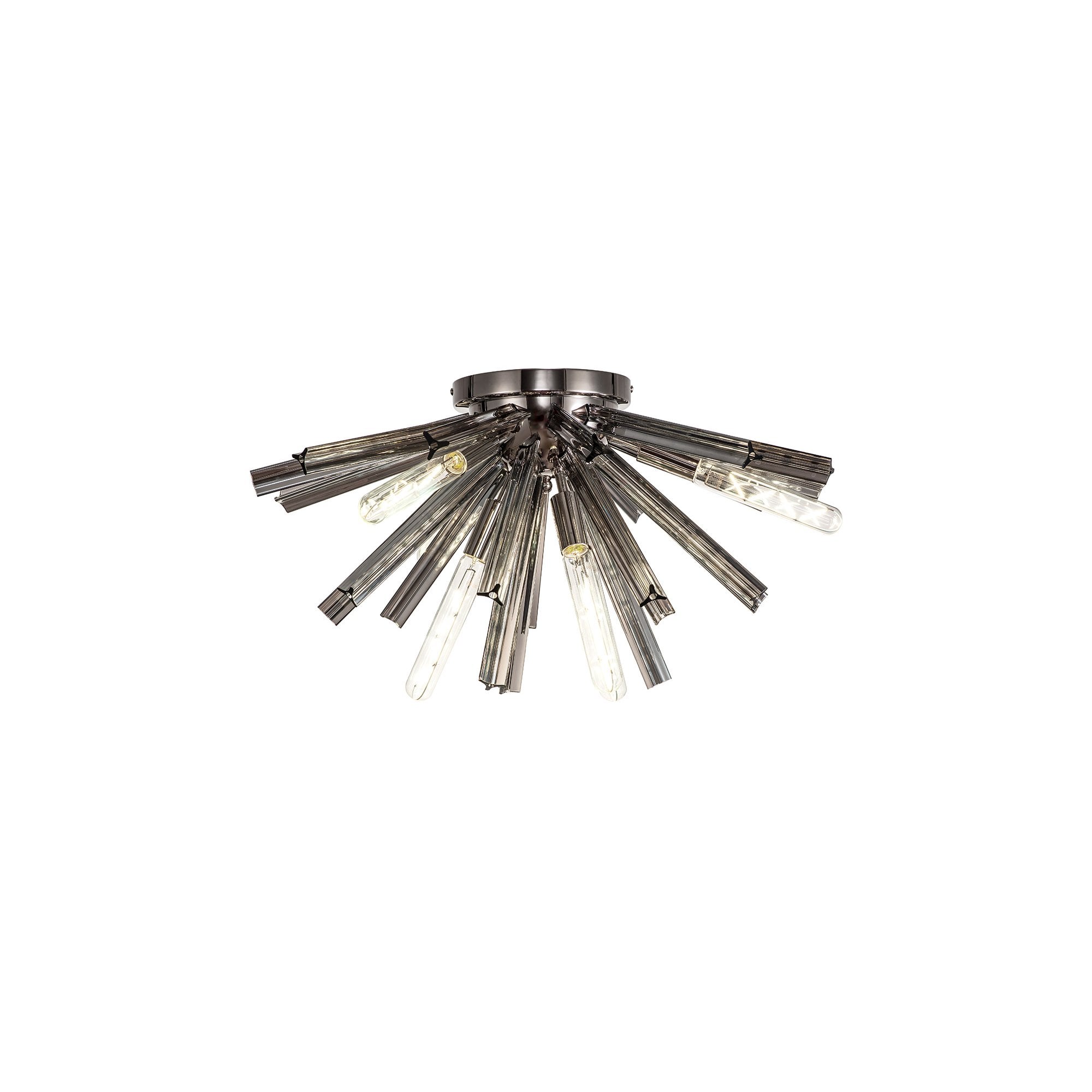 Fabula Wordworth 6 Light Semi-Flush Light - Polished Nickel & Smoke Glass