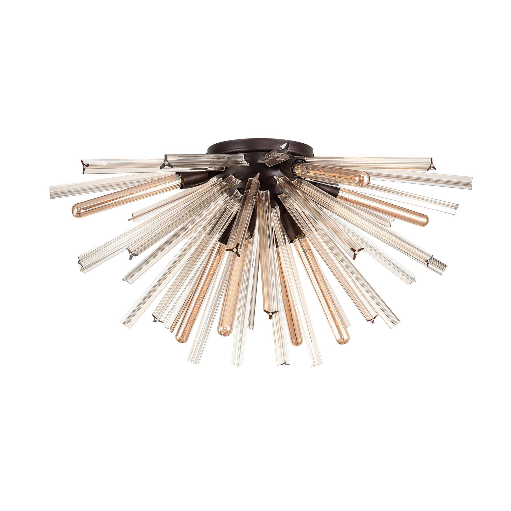 Fabula Wordworth 8 Light Semi-Flush Light - Brown Oxide & Champagne Gold Glass