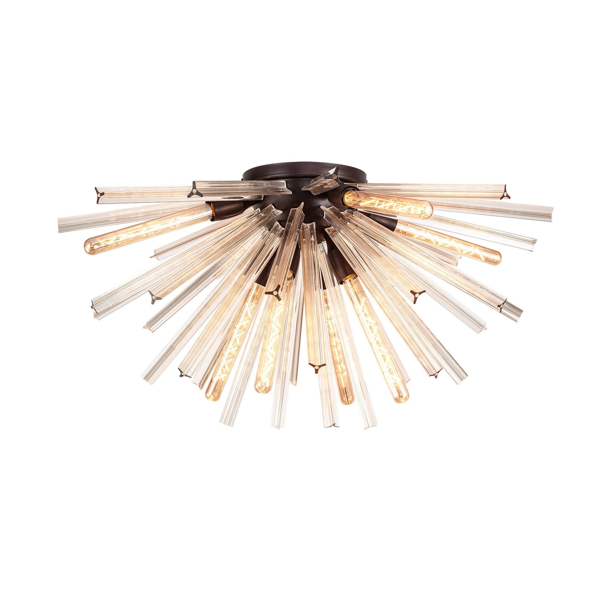 Fabula Wordworth 8 Light Semi-Flush Light - Brown Oxide & Champagne Gold Glass