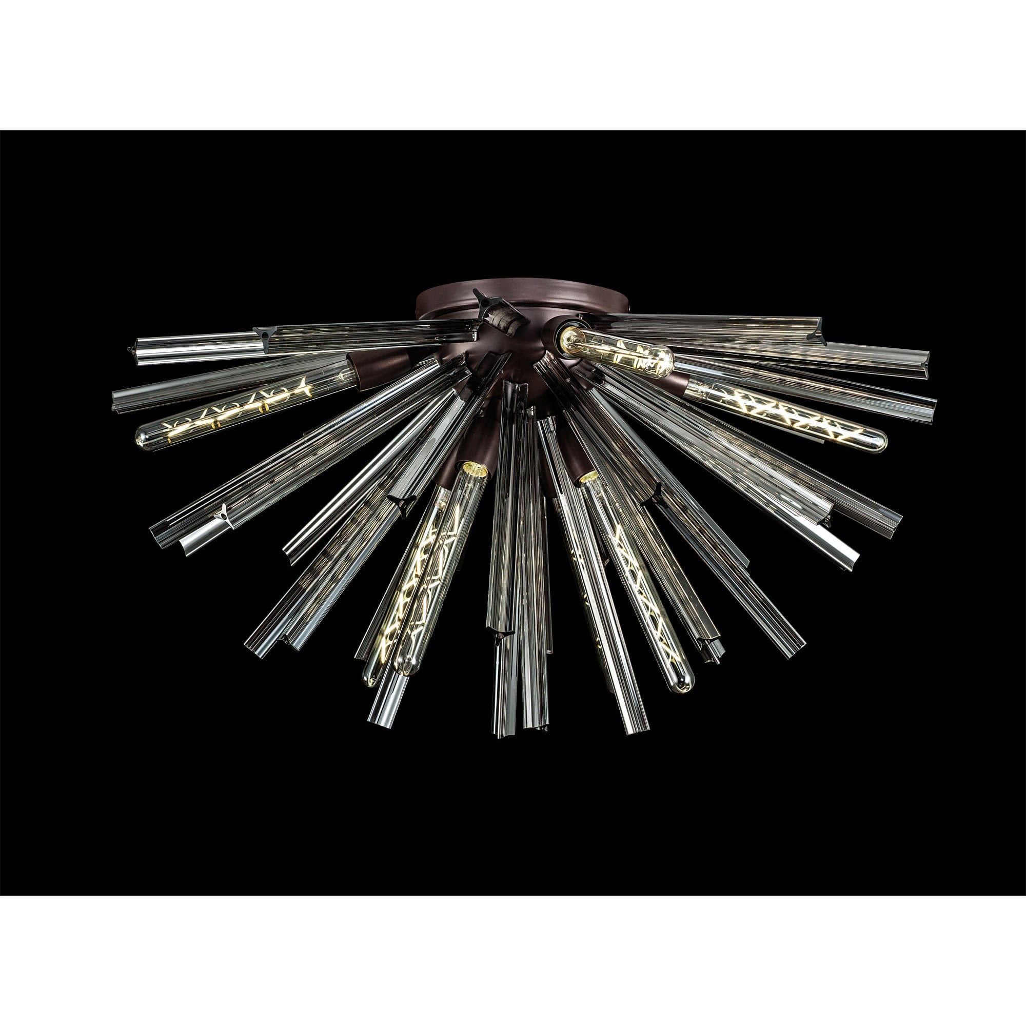 Fabula Wordworth 8 Light Semi-Flush Light - Brown Oxide & Smoke Glass