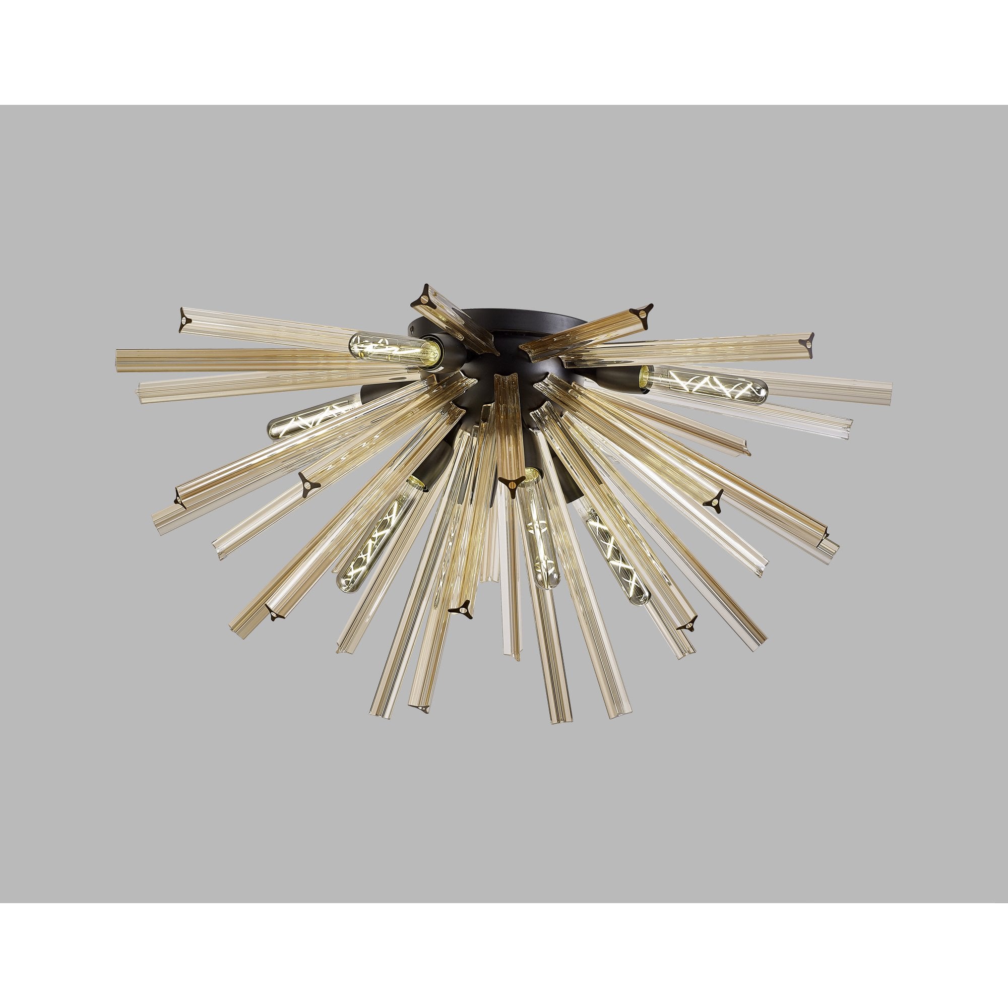 Fabula Wordworth 8 Light Semi-Flush Light - Matt Black & Champagne Gold Glass