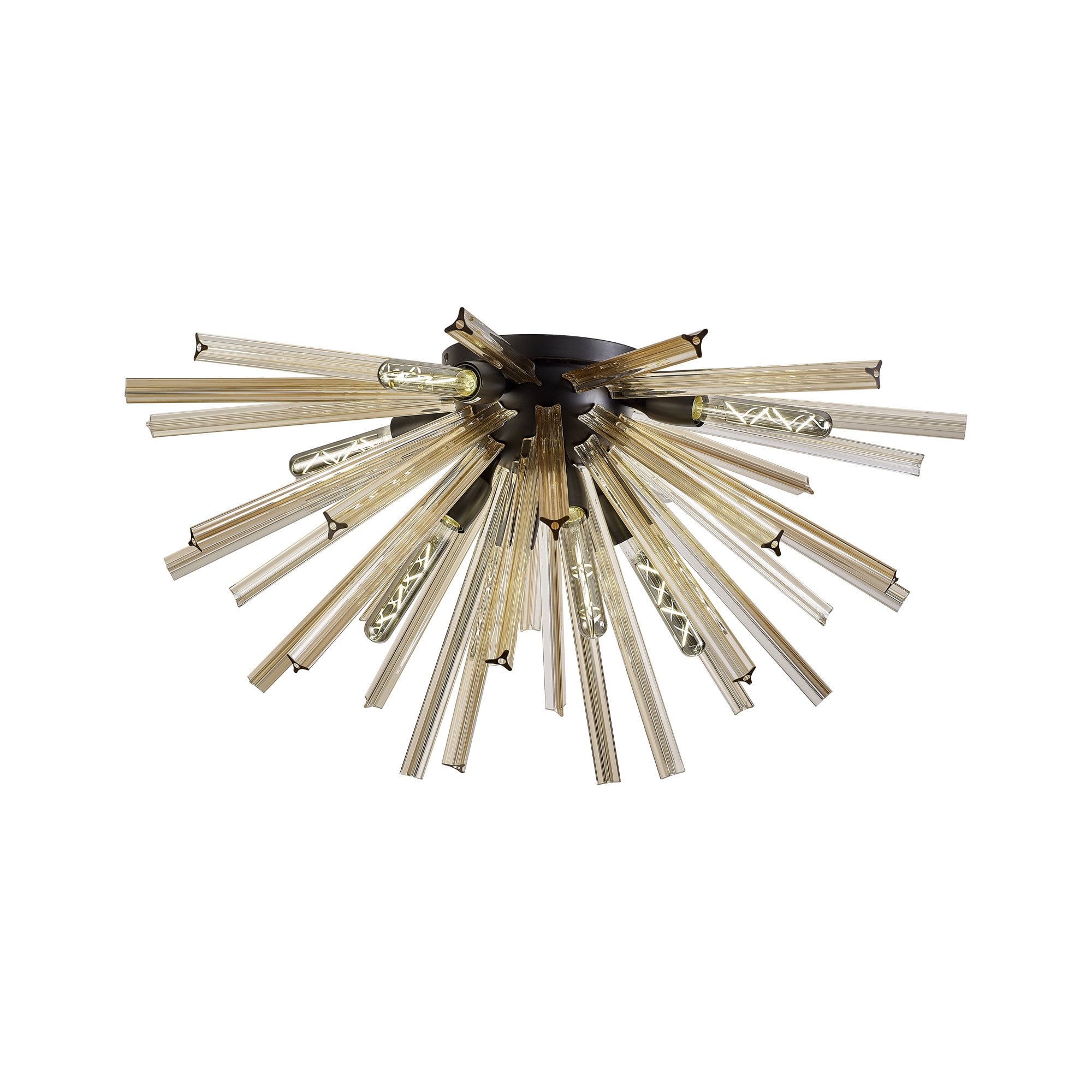Fabula Wordworth 8 Light Semi-Flush Light - Matt Black & Champagne Gold Glass