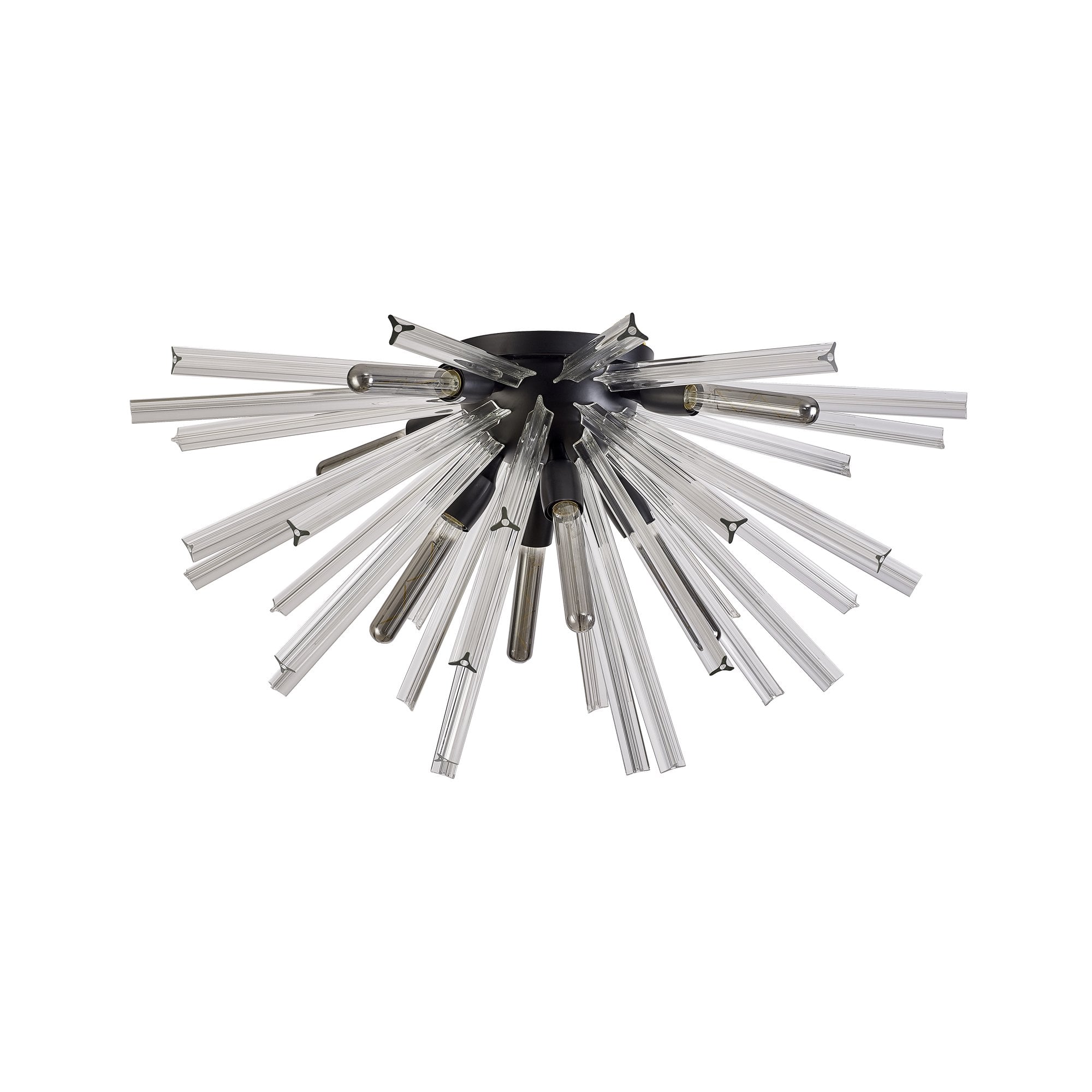 Fabula Wordworth 8 Light Semi-Flush Light - Matt Black & Clear Glass