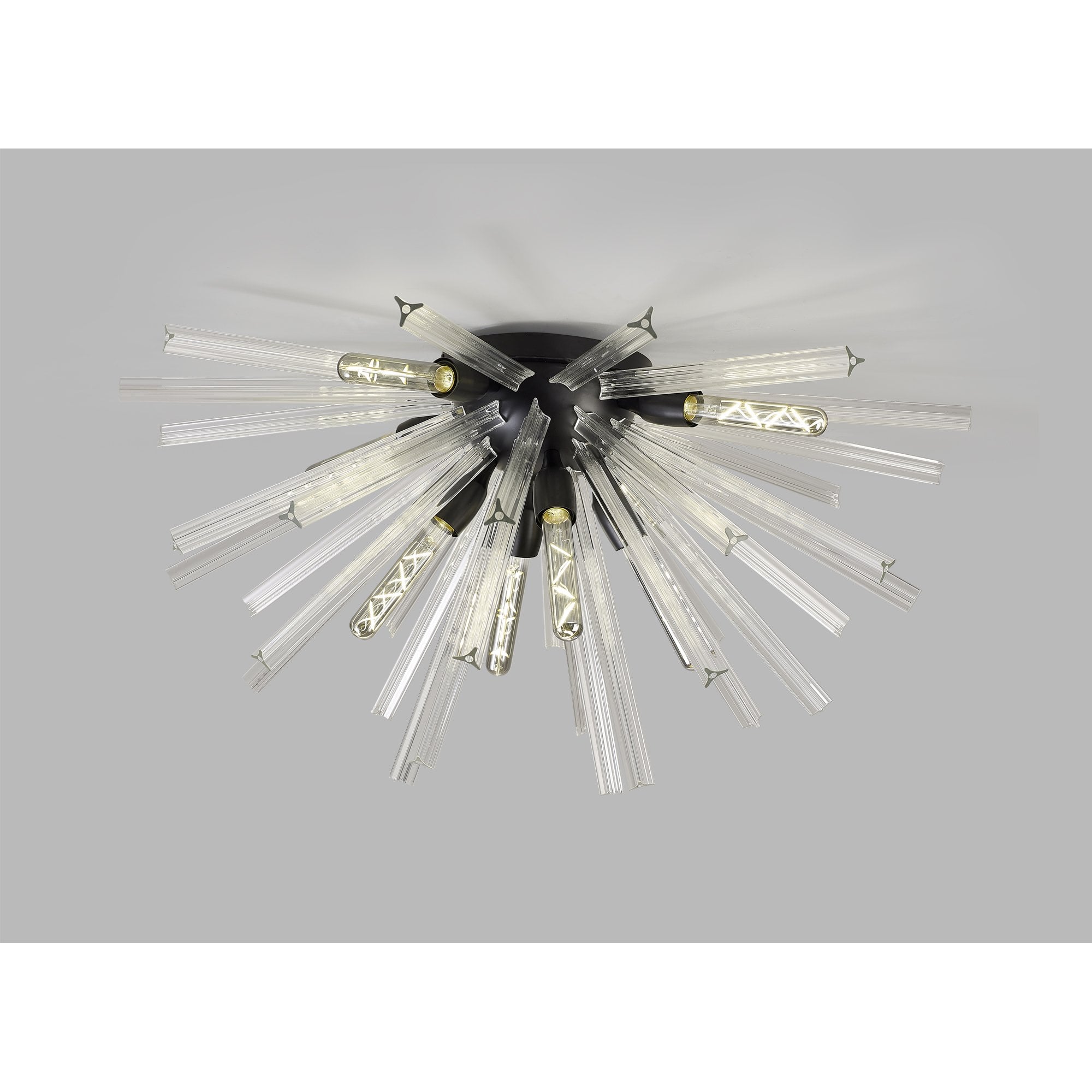 Fabula Wordworth 8 Light Semi-Flush Light - Matt Black & Clear Glass