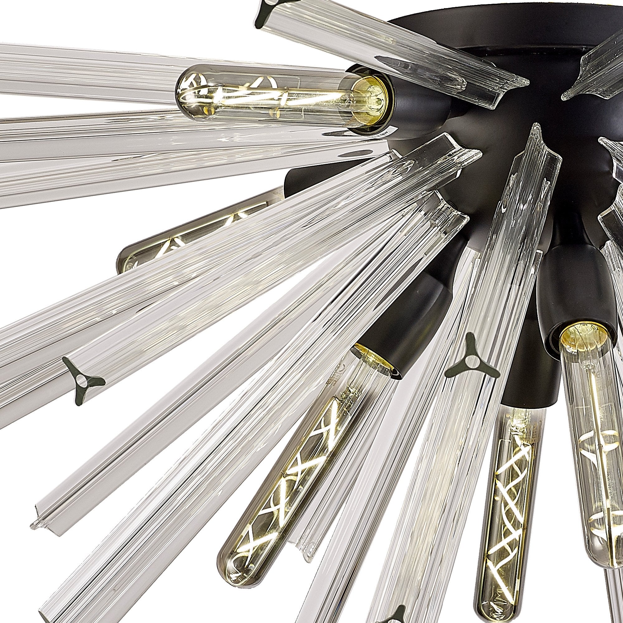 Fabula Wordworth 8 Light Semi-Flush Light - Matt Black & Clear Glass