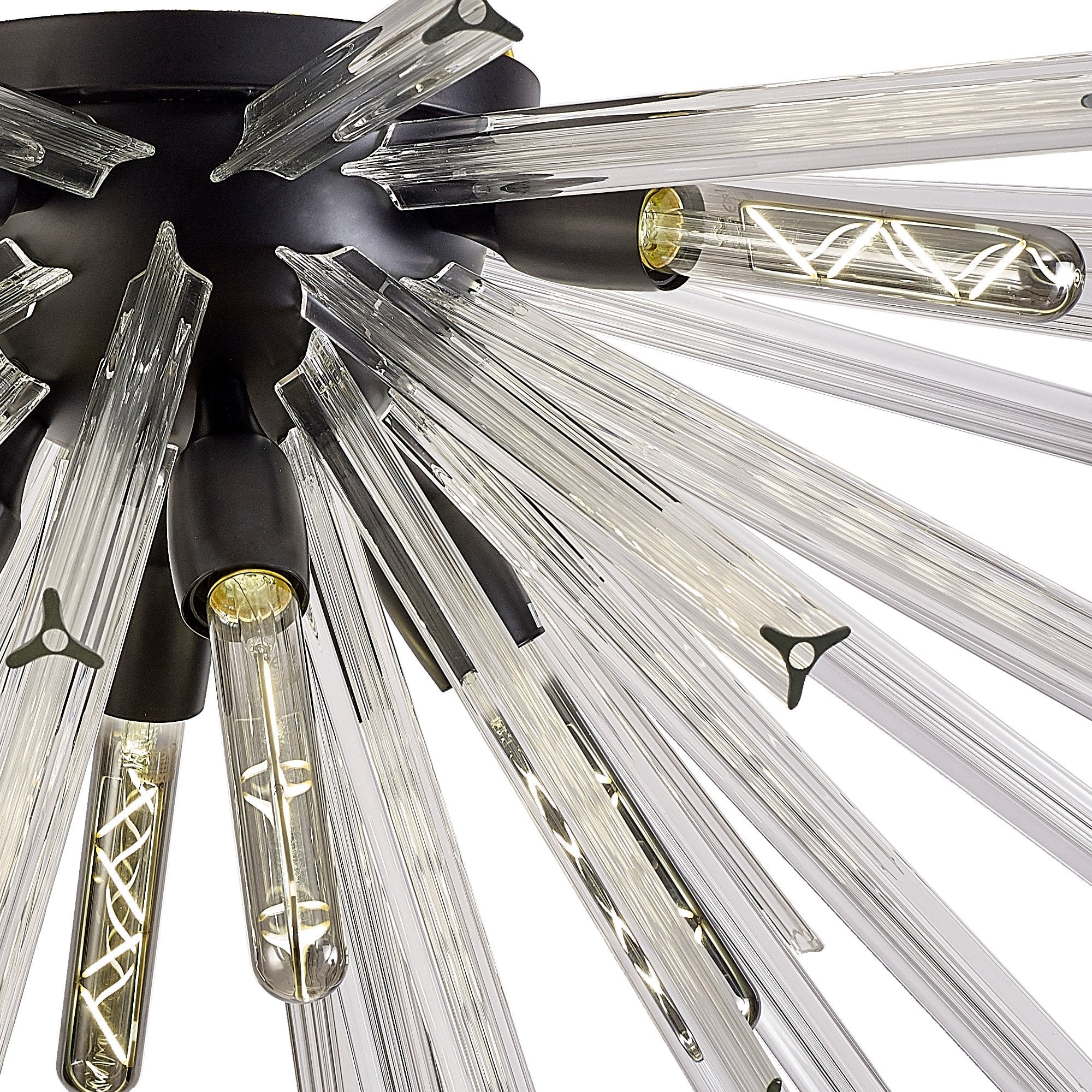 Fabula Wordworth 8 Light Semi-Flush Light - Matt Black & Clear Glass