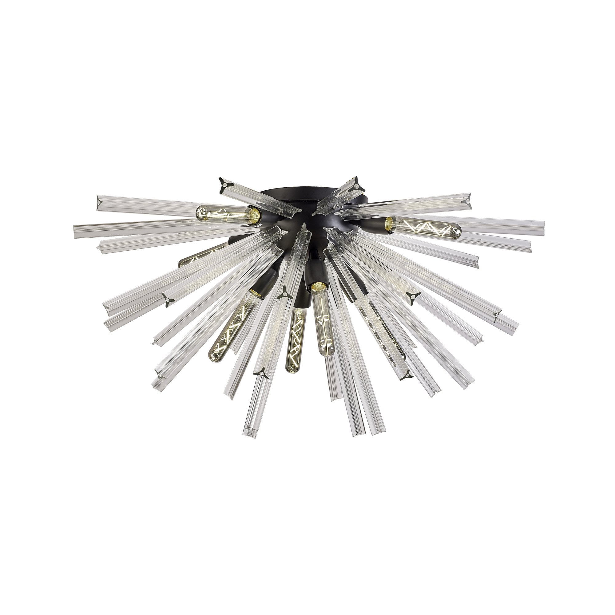 Fabula Wordworth 8 Light Semi-Flush Light - Matt Black & Clear Glass