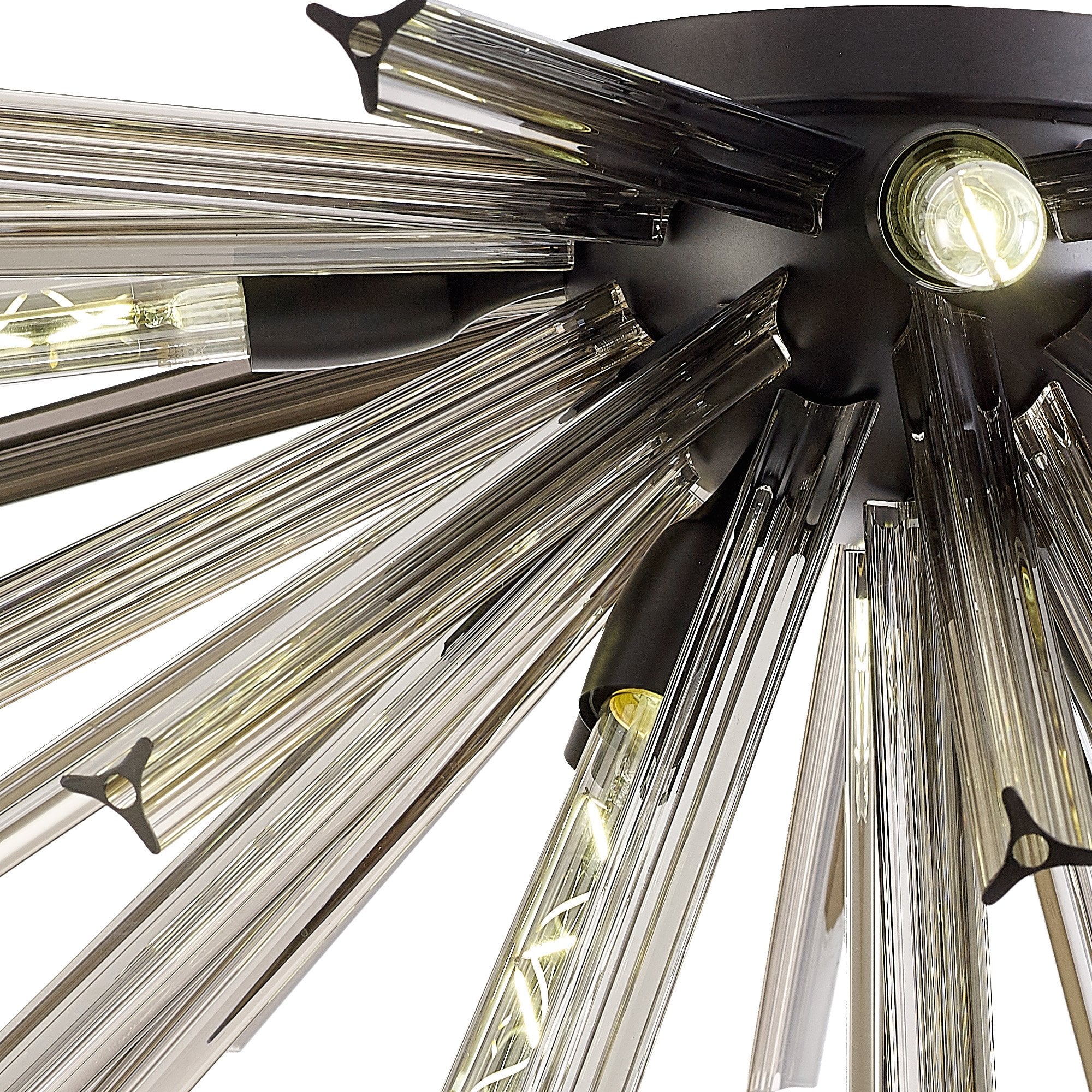 Fabula Wordworth 8 Light Semi-Flush Light - Matt Black & Smoke Glass