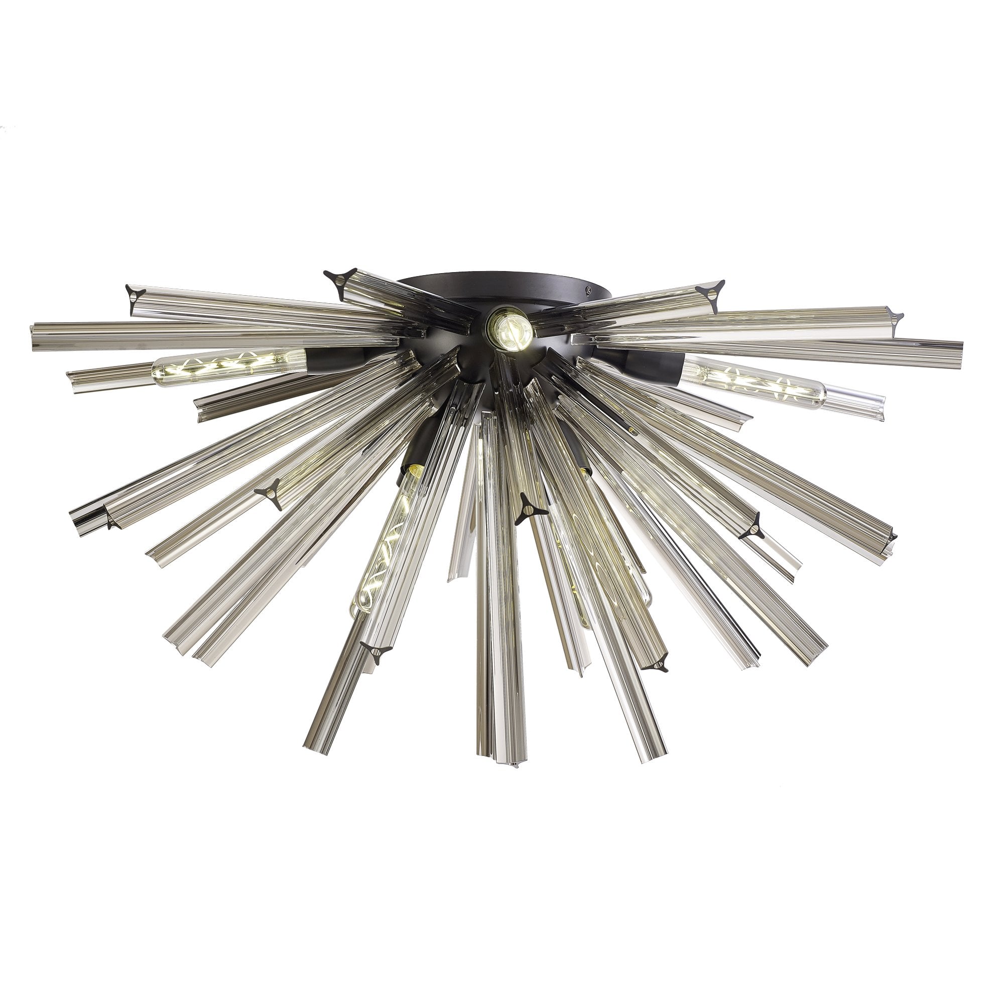 Fabula Wordworth 8 Light Semi-Flush Light - Matt Black & Smoke Glass