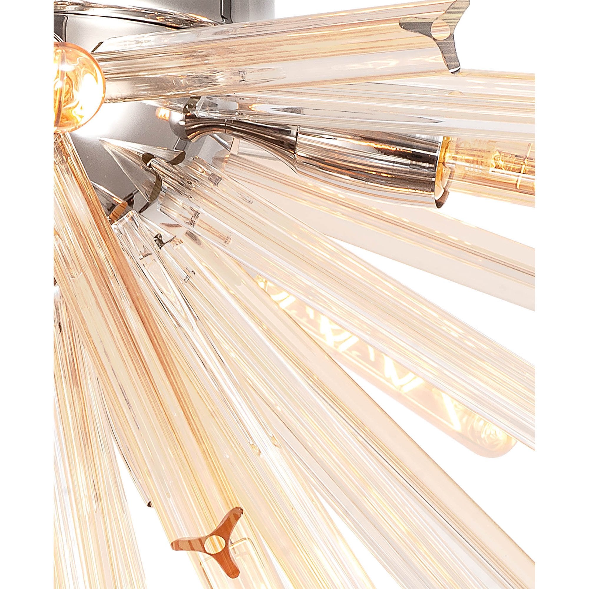 Fabula Wordworth 8 Light Semi-Flush Light - Polished Nickel & Champagne Gold Glass
