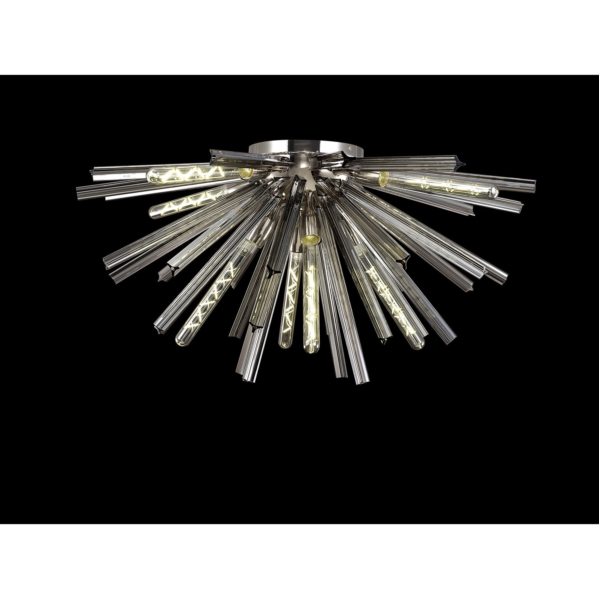 Fabula Wordworth 8 Light Semi-Flush Light - Polished Nickel & Smoke Glass