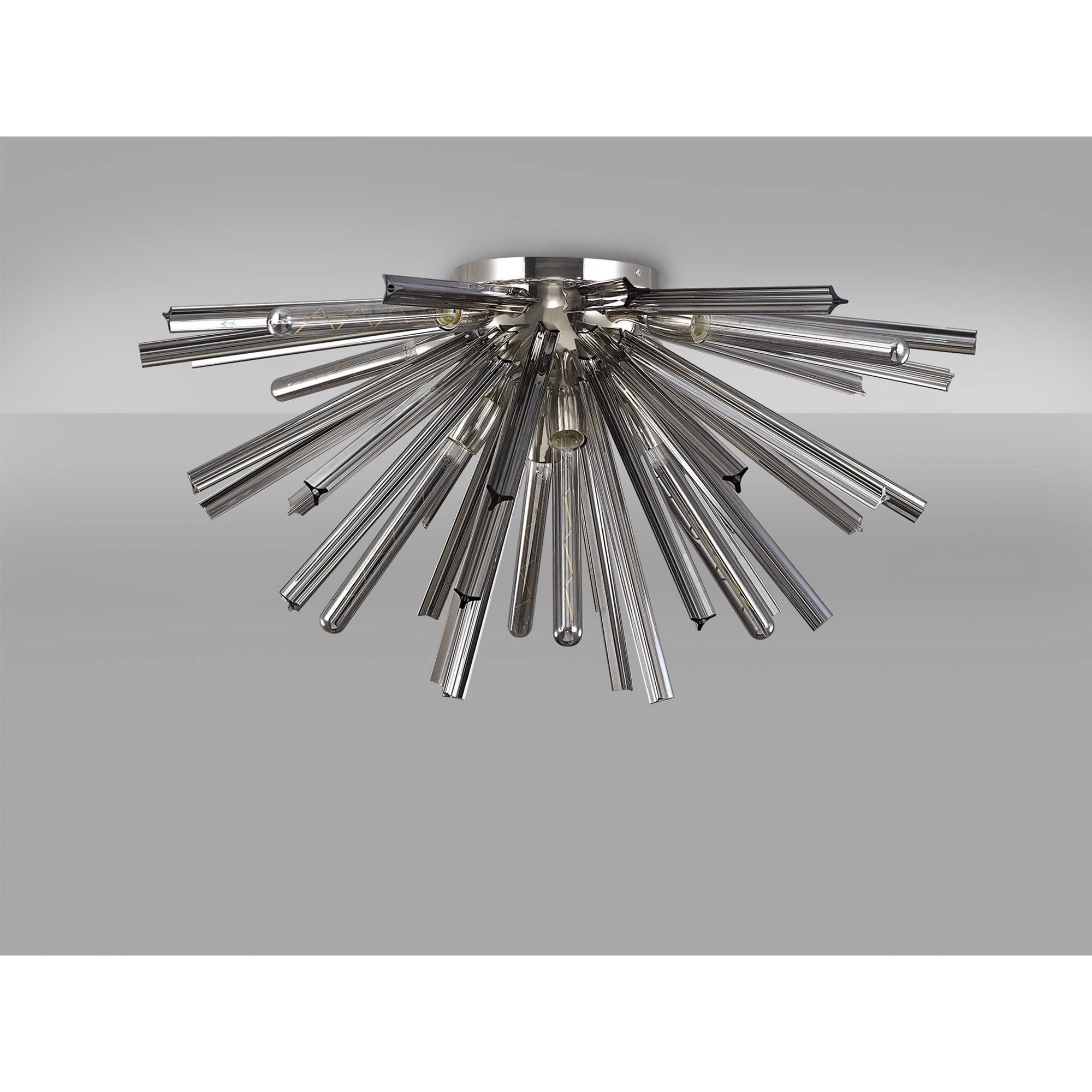 Fabula Wordworth 8 Light Semi-Flush Light - Polished Nickel & Smoke Glass