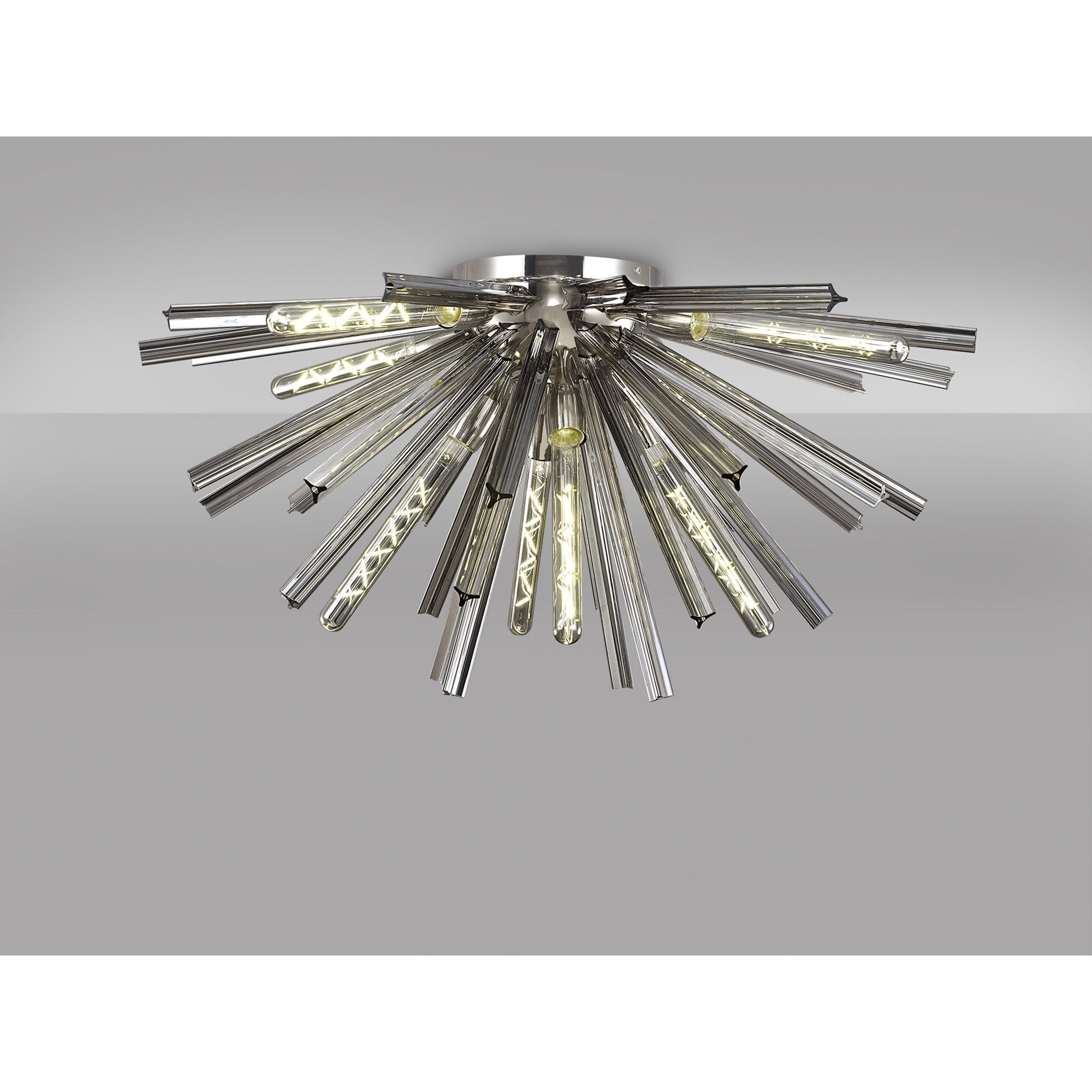 Fabula Wordworth 8 Light Semi-Flush Light - Polished Nickel & Smoke Glass